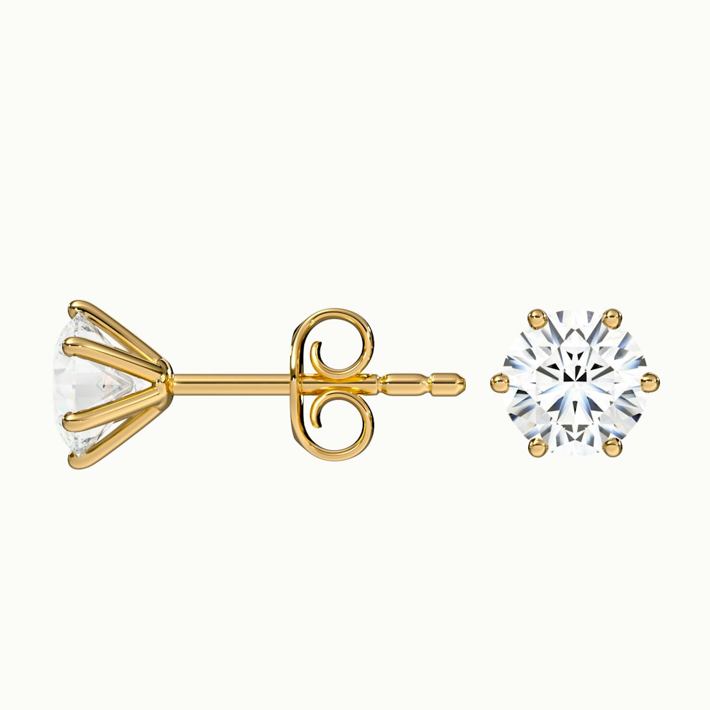 14k Gold Tiny Diamond Star Studs