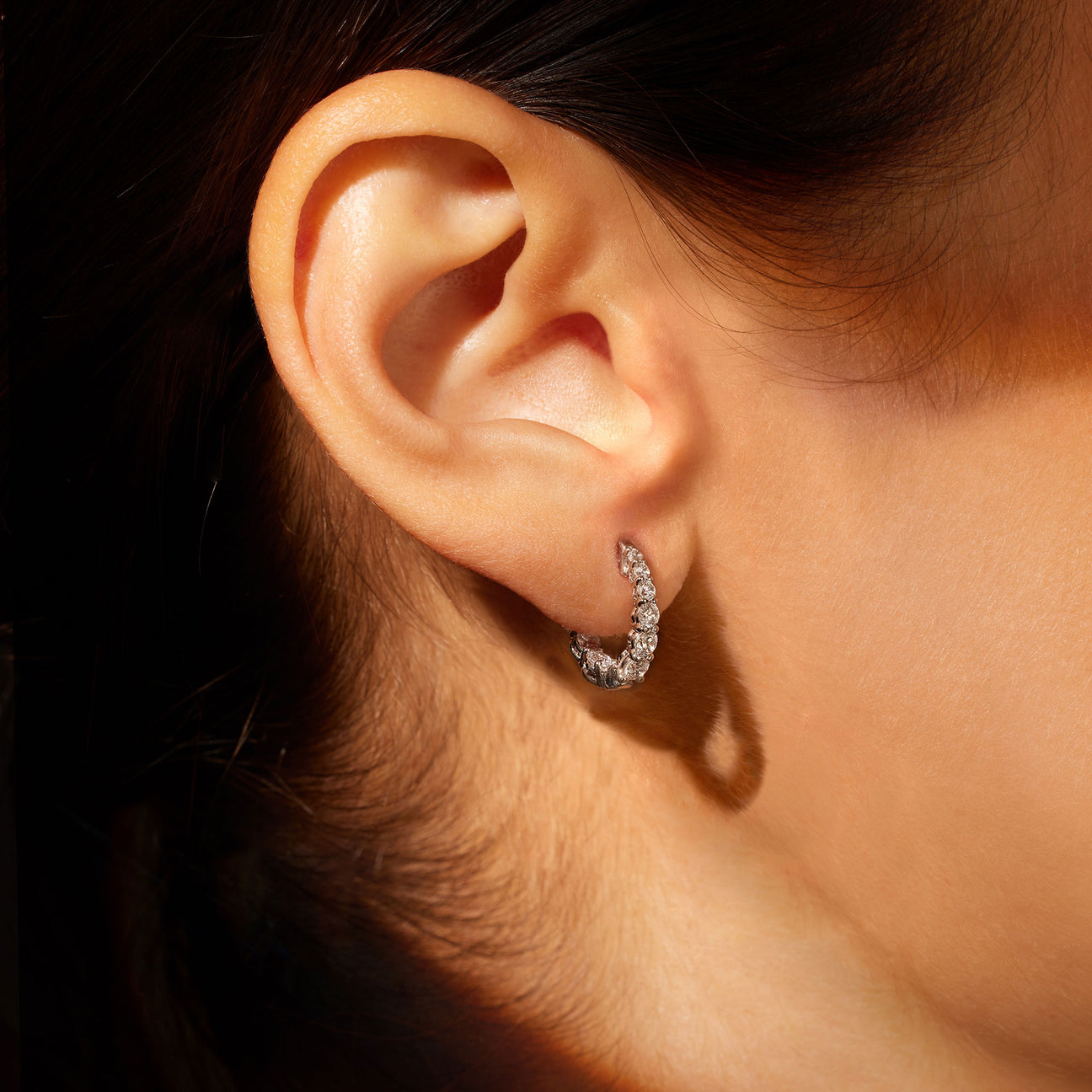 14k Diamond Spiked Star Hoop Charm