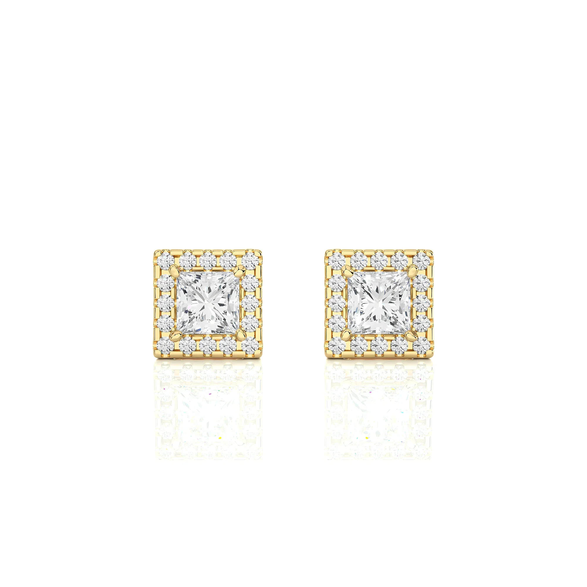 0.75 Carat Princess Cut Halo Studs Earrings