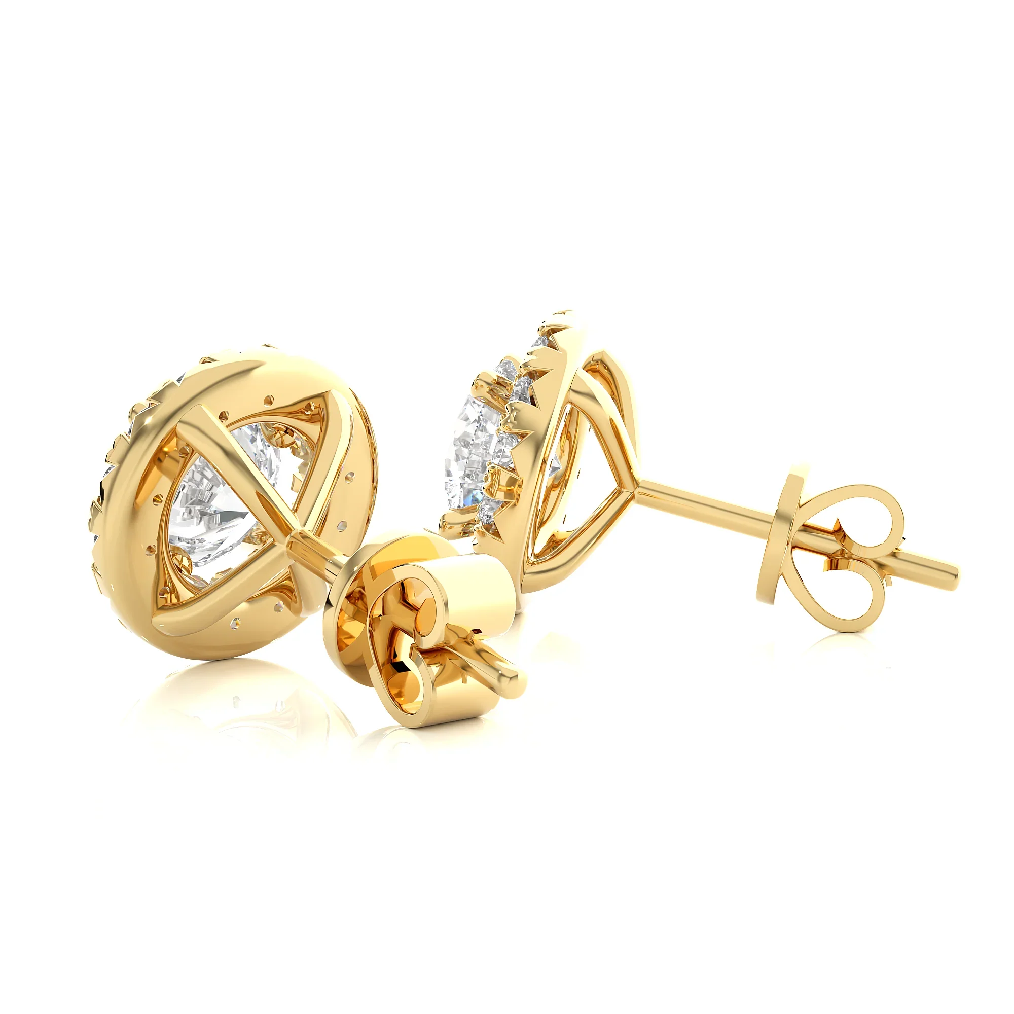 14k Gold Starburst Diamond Earrings