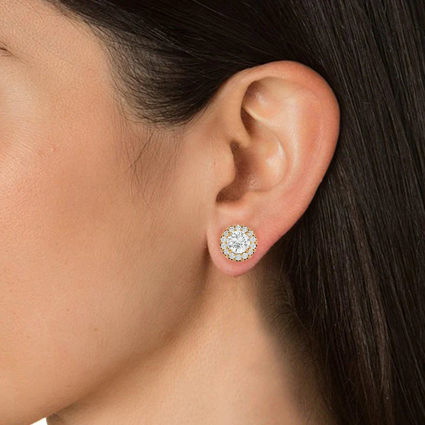 14k Gold Starburst Diamond Earrings