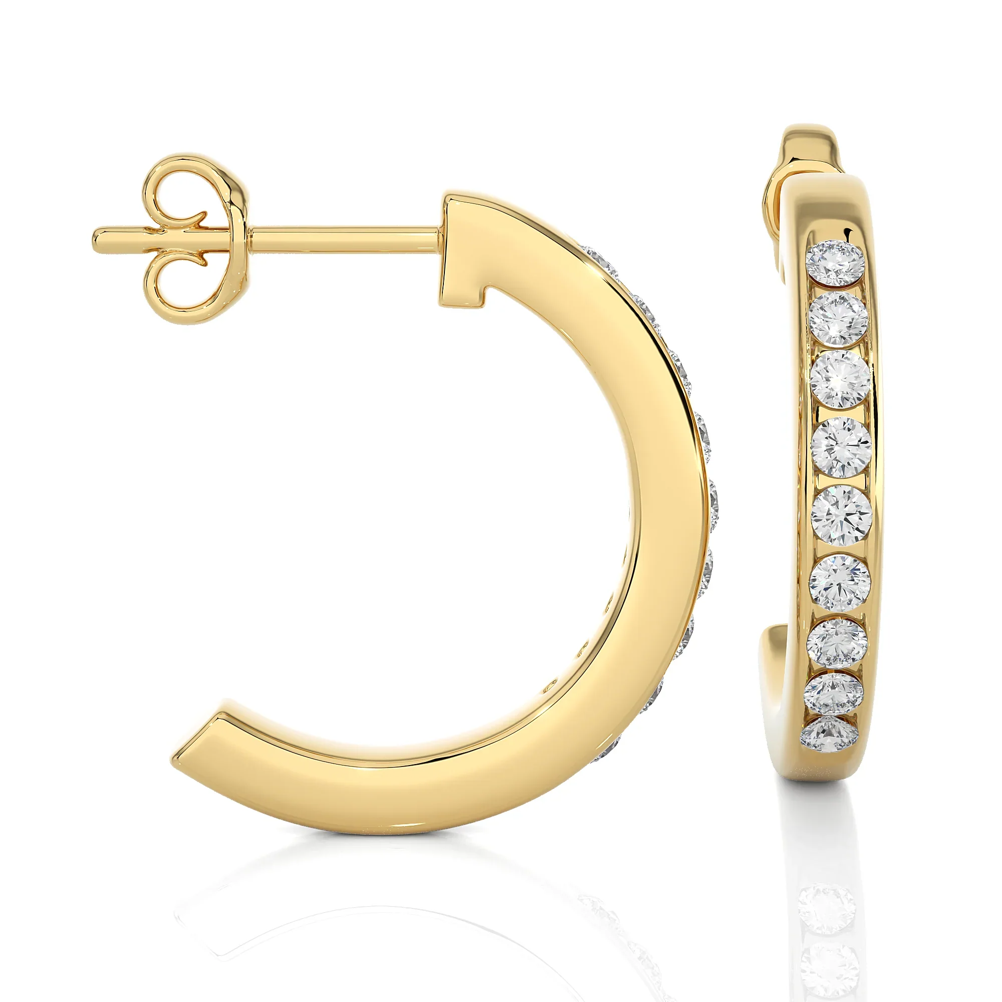 14k Gold Diamond Hoop Earrings