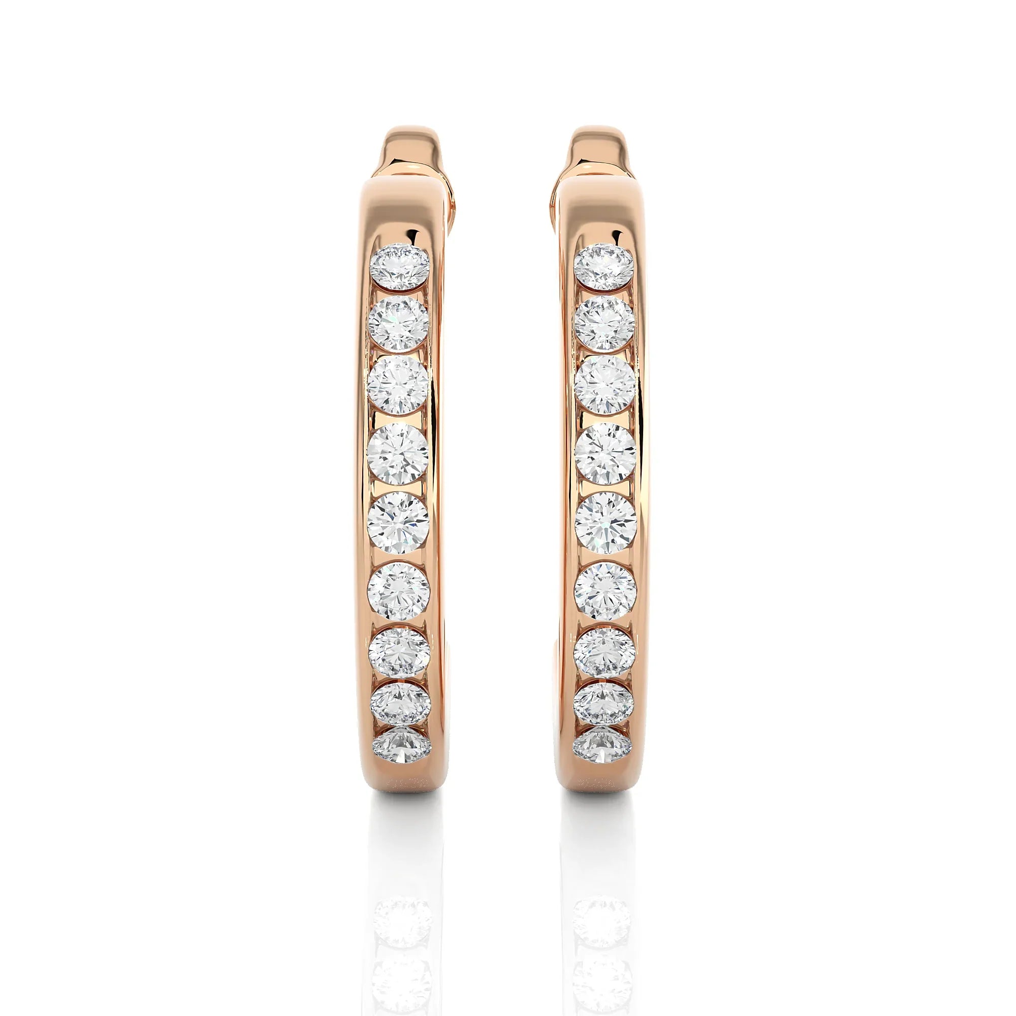 14k Gold Diamond Hoop Earrings