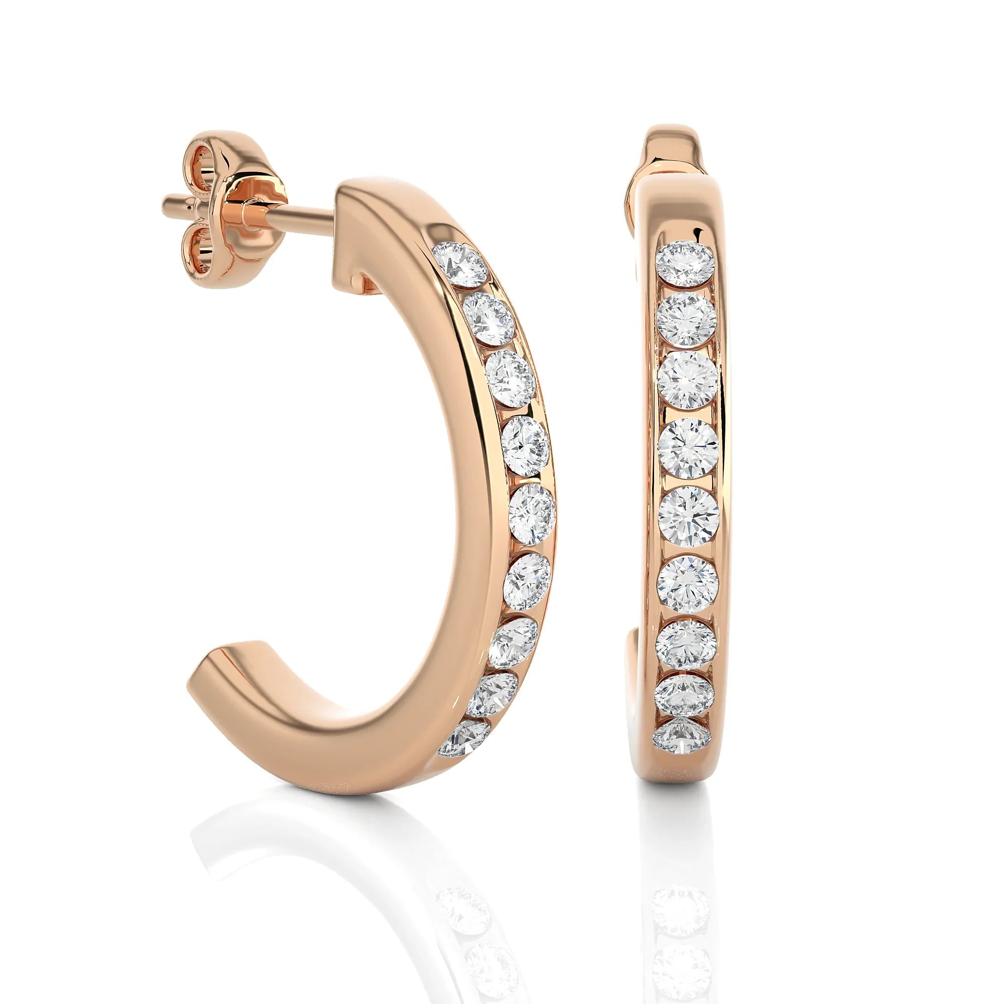 14k Gold Diamond Hoop Earrings