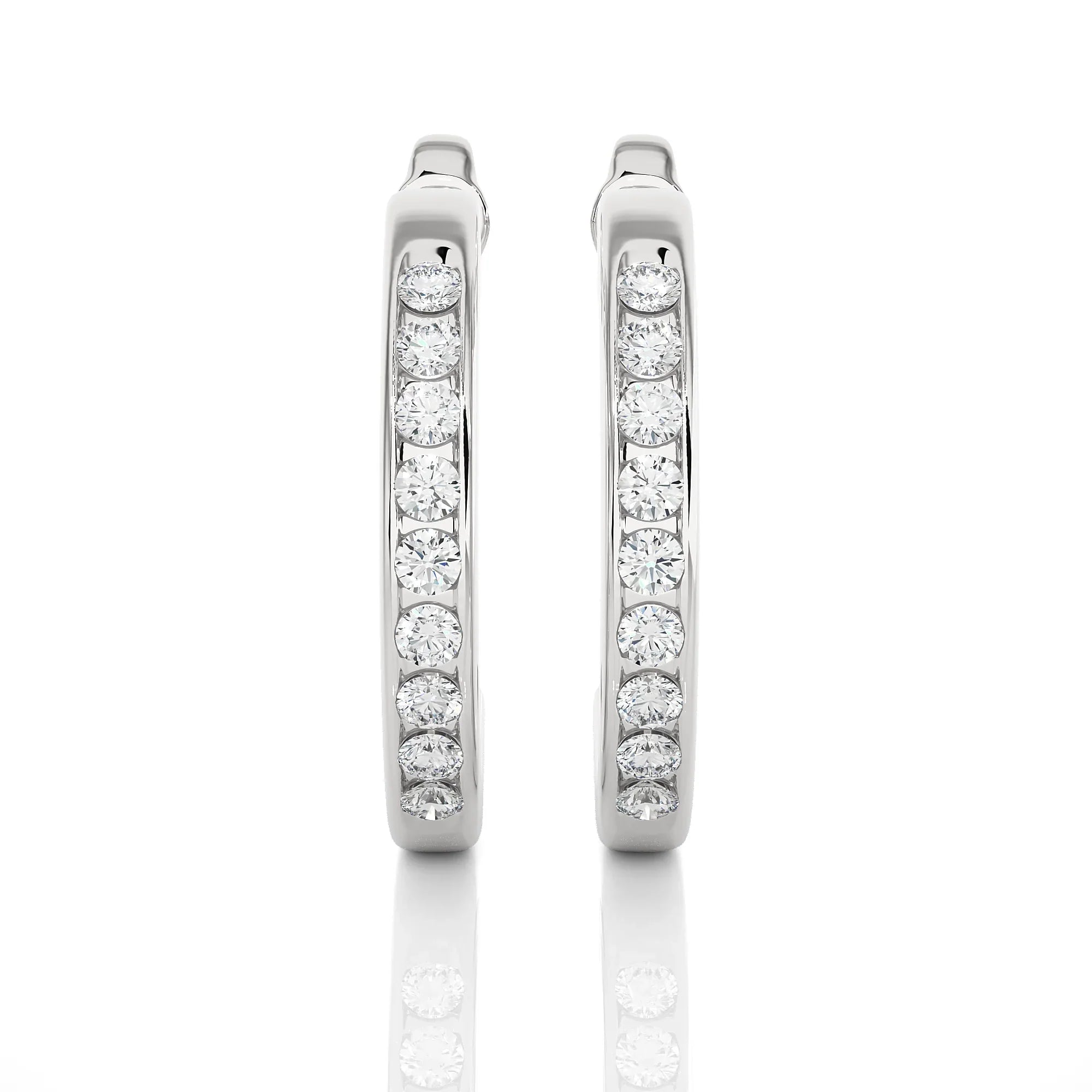 14k Gold Diamond Hoop Earrings