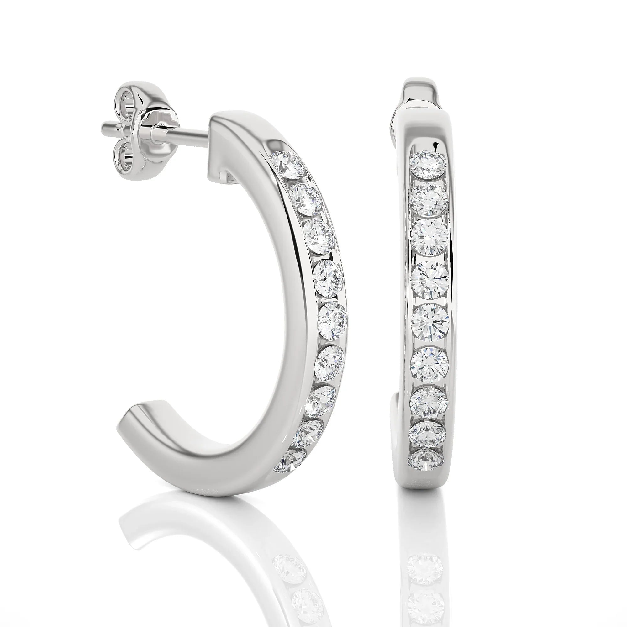 14k Gold Diamond Hoop Earrings