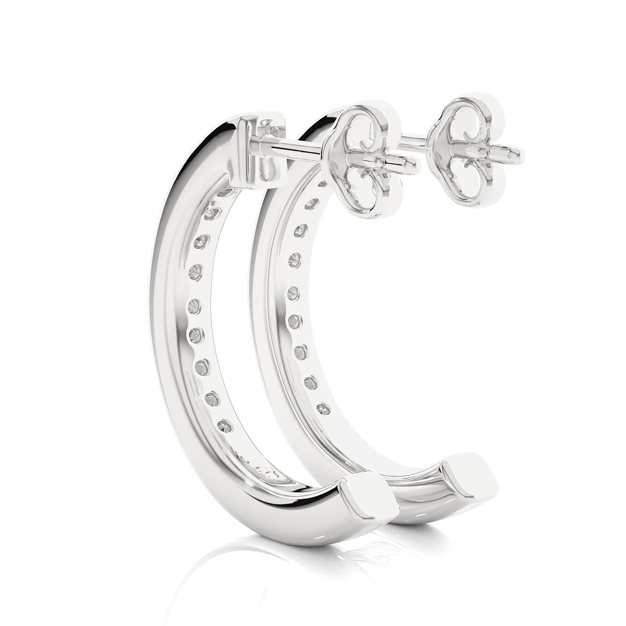 14k Gold Diamond Hoop Earrings