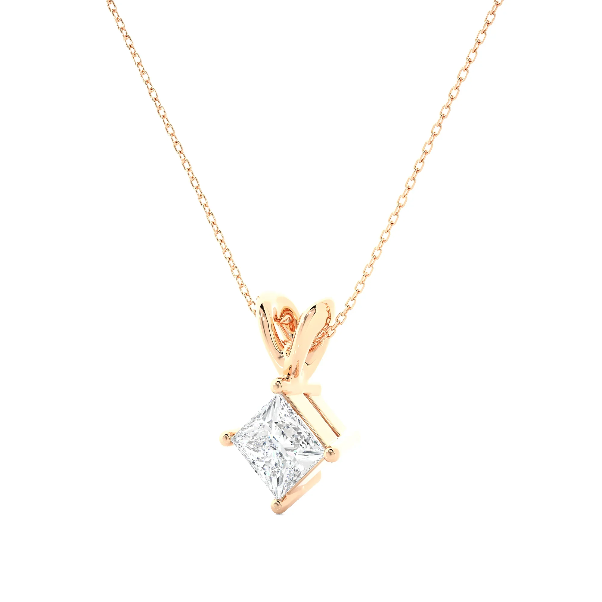0.50 Carat Princess Cut Diamond Pendant.