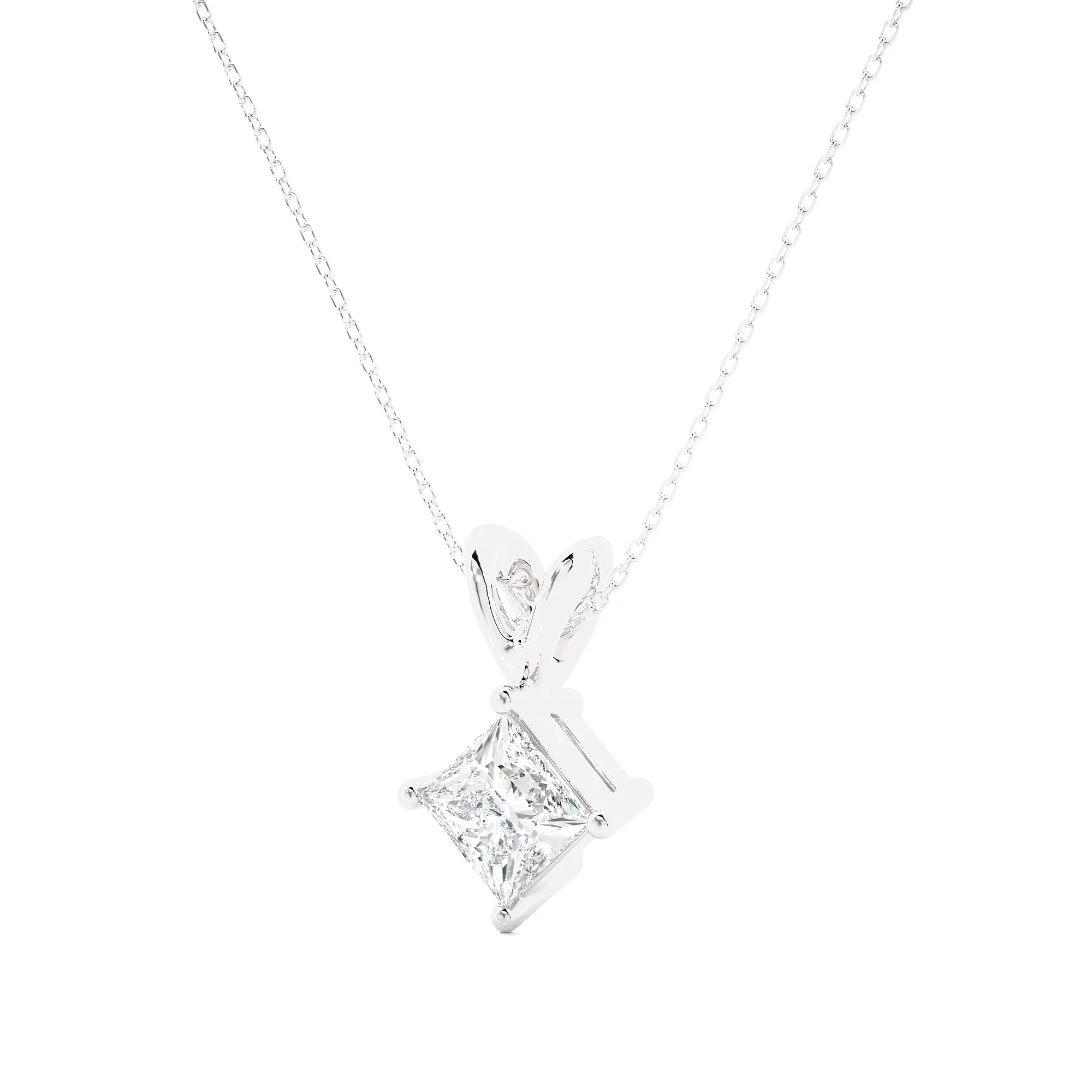 0.50 Carat Princess Cut Diamond Pendant.