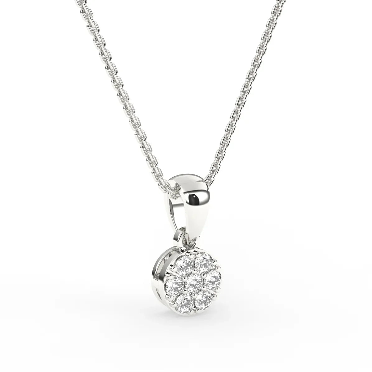 Round Cluster Diamond Pendant