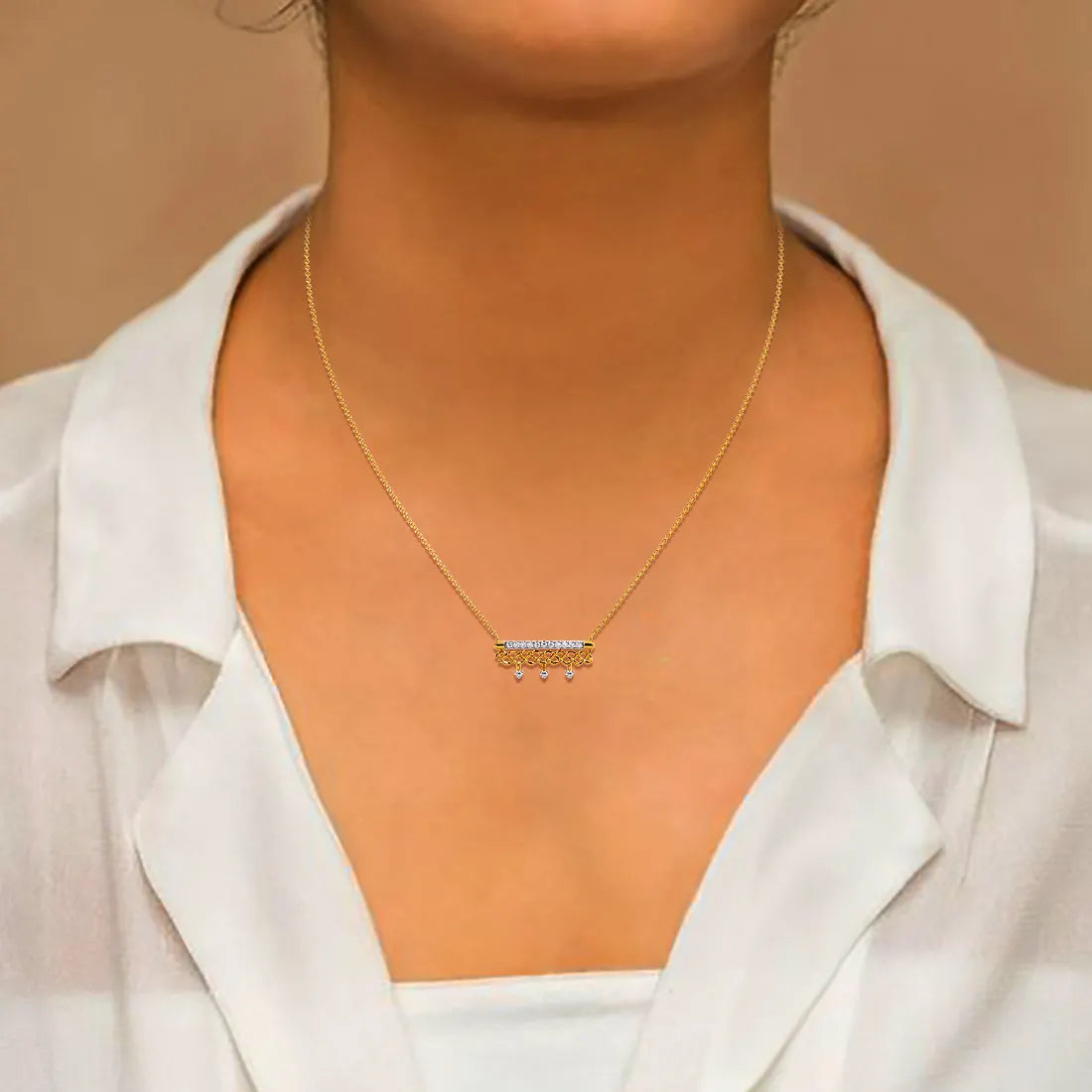 Braid Diamond Pendant Necklace