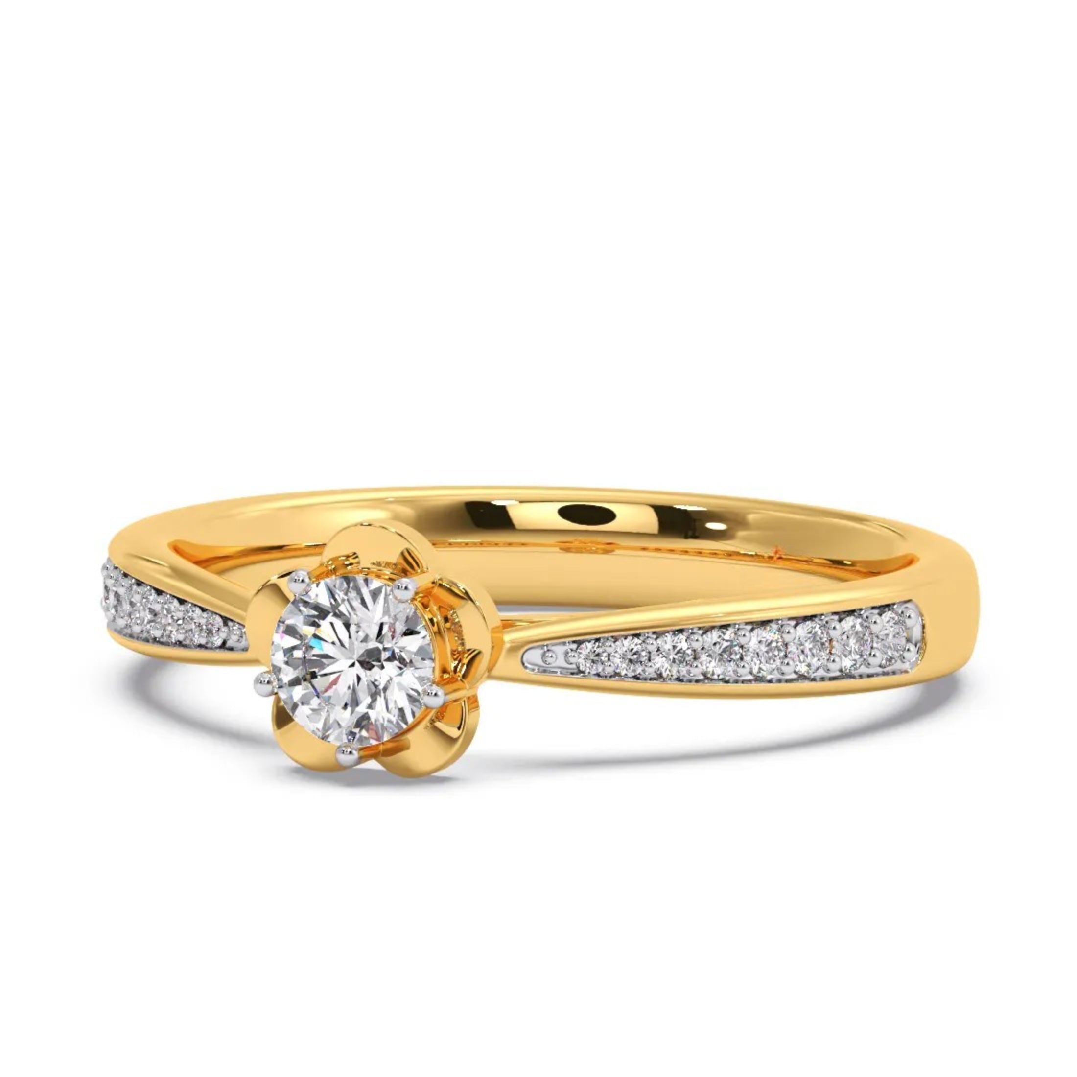 Flora Trance Solitaire Diamond Ring