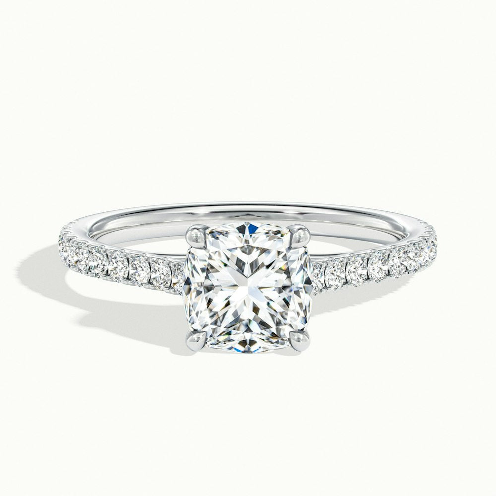 Cushion Temple Scallop Engagement Ring.