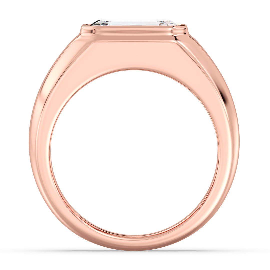 3.00 Ctw Emerald-Cut Diamond Men's Bezel Engagement Ring