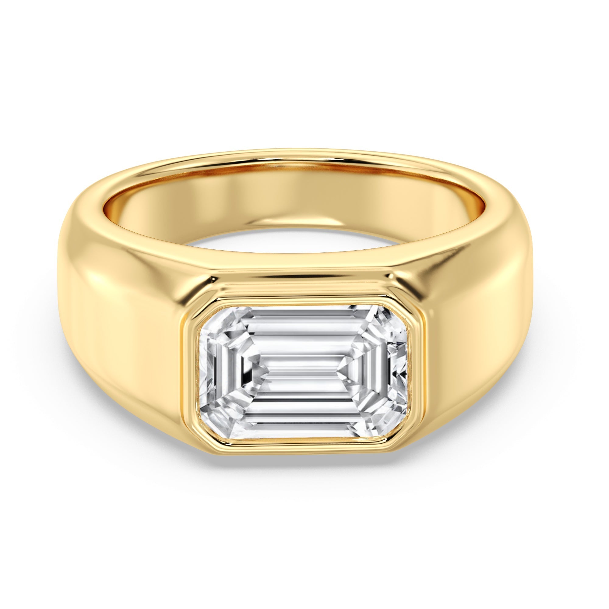 3.00 Ctw Emerald-Cut Diamond Men's Bezel Engagement Ring