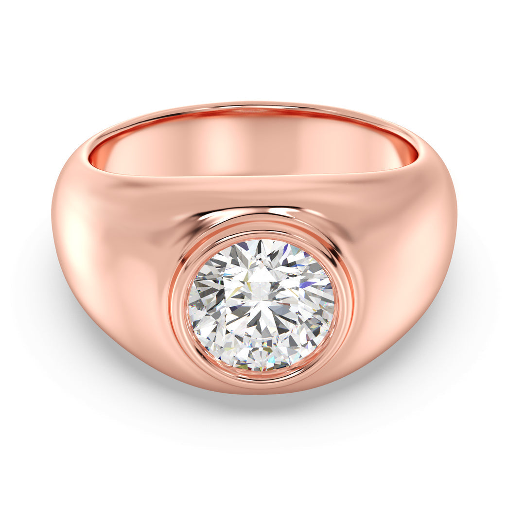 2ctw Round-Cut Diamond Men's Bezel Engagement Ring.