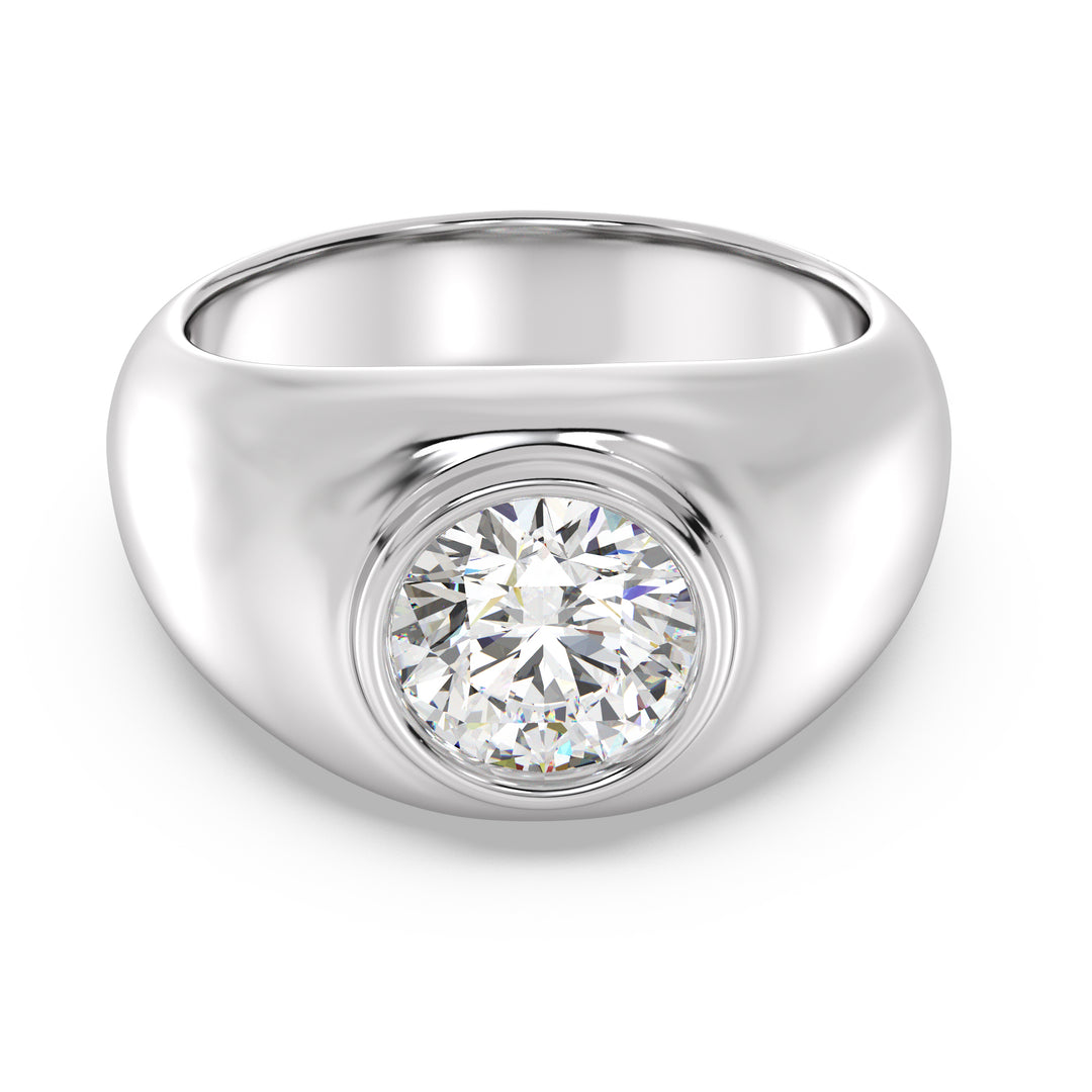 2ctw Round-Cut Diamond Men's Bezel Engagement Ring.
