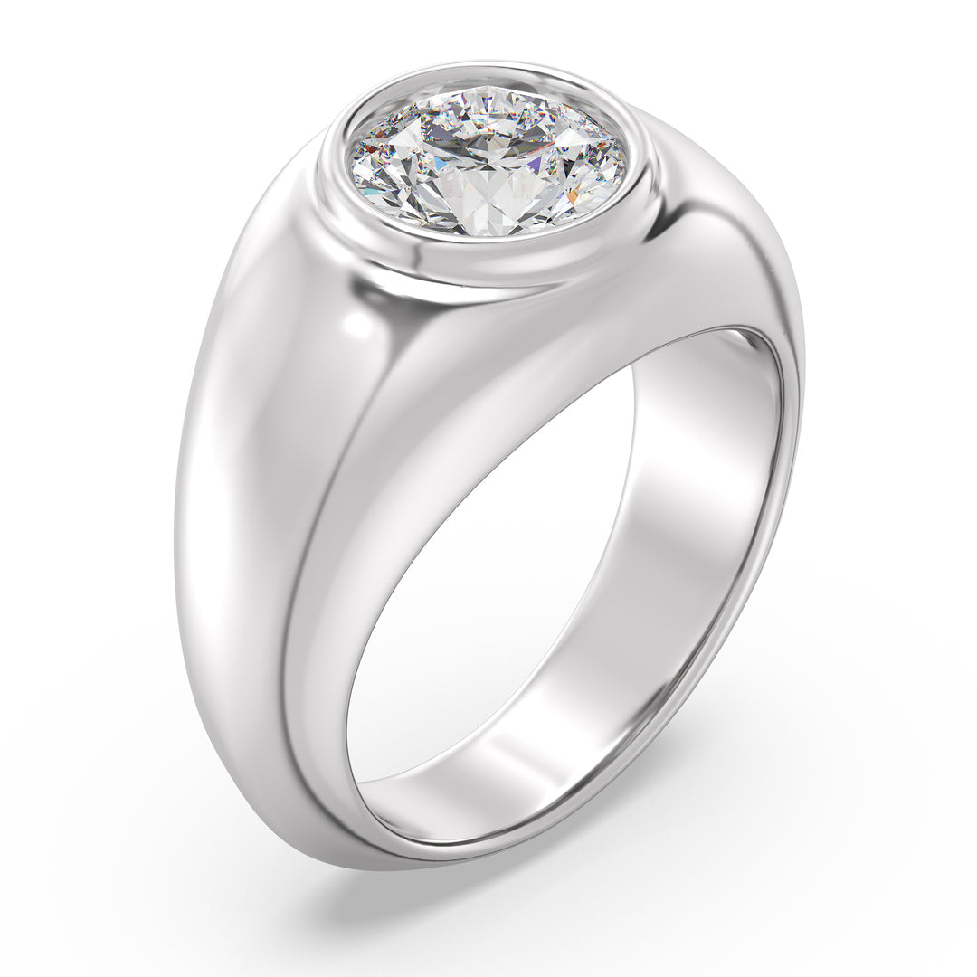 2ctw Round-Cut Diamond Men's Bezel Engagement Ring.