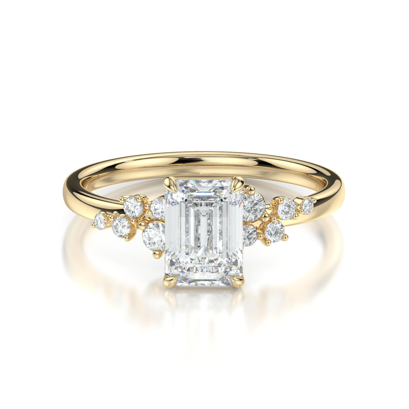 Emerald Cluster 4 Claw Set Engagement Ring