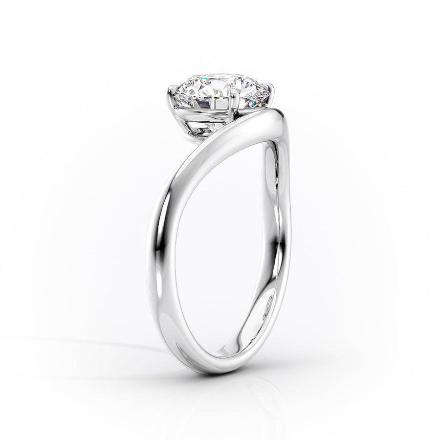 Brokline Wave Set With Round Solitaire Diamond Ring