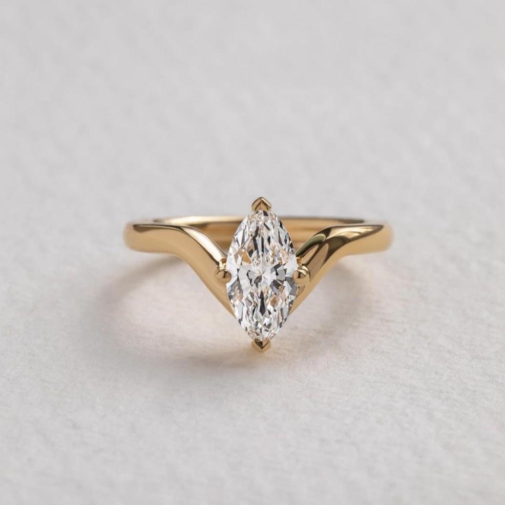 The Ferre Lab Diamond Marquise V Ring