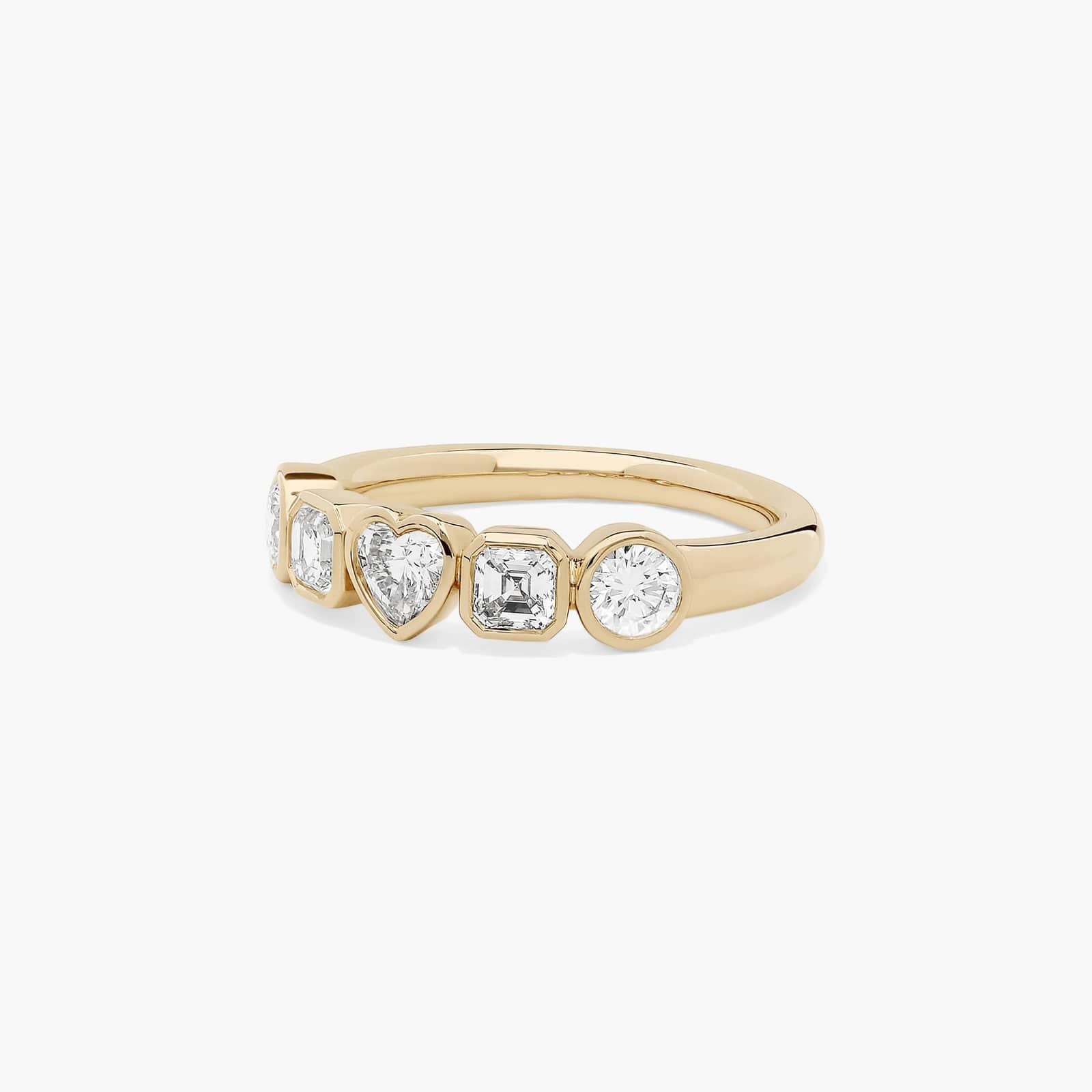 Bezels Lab Grown Round, Asscher, & Heart Diamond Ring