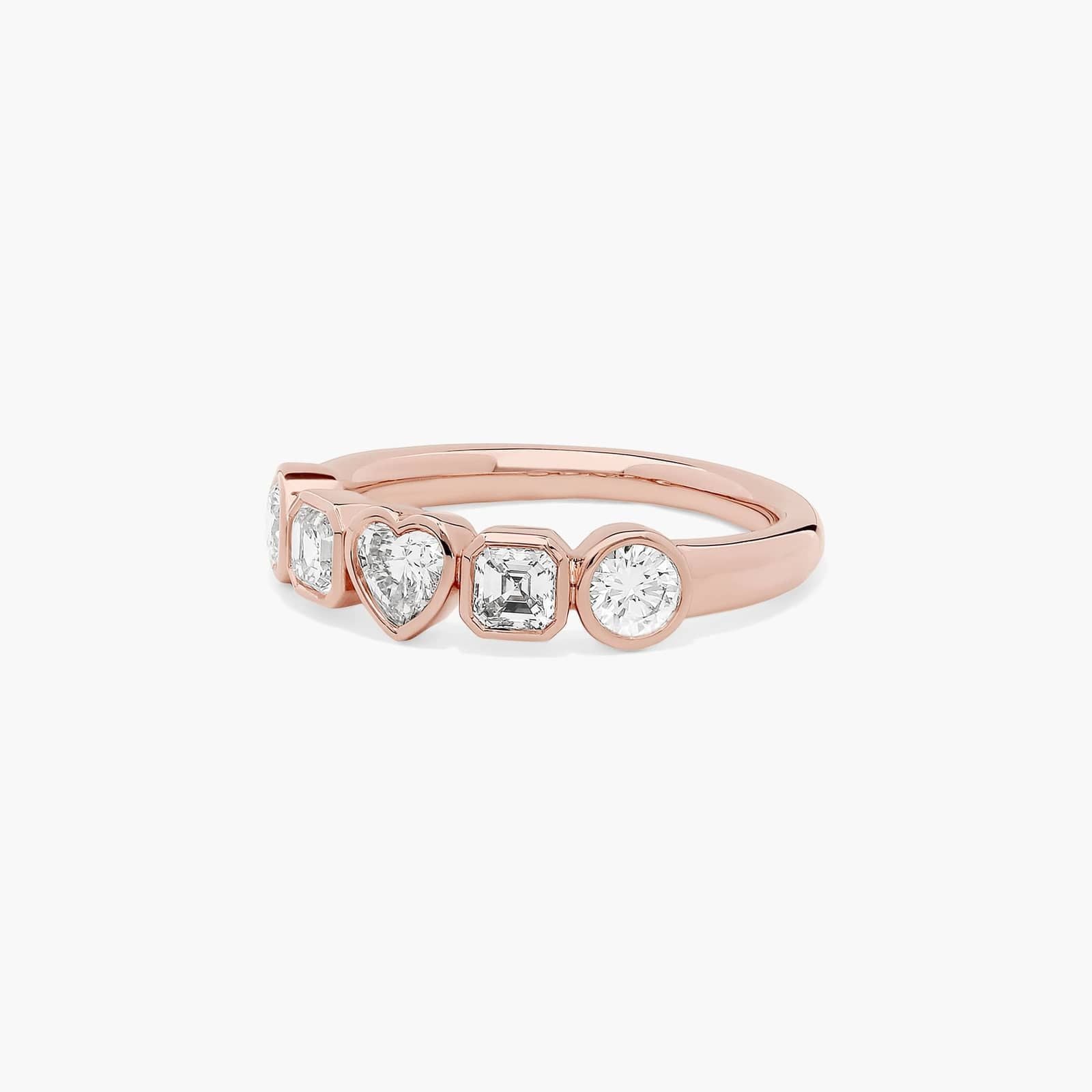 Bezels Lab Grown Round, Asscher, & Heart Diamond Ring