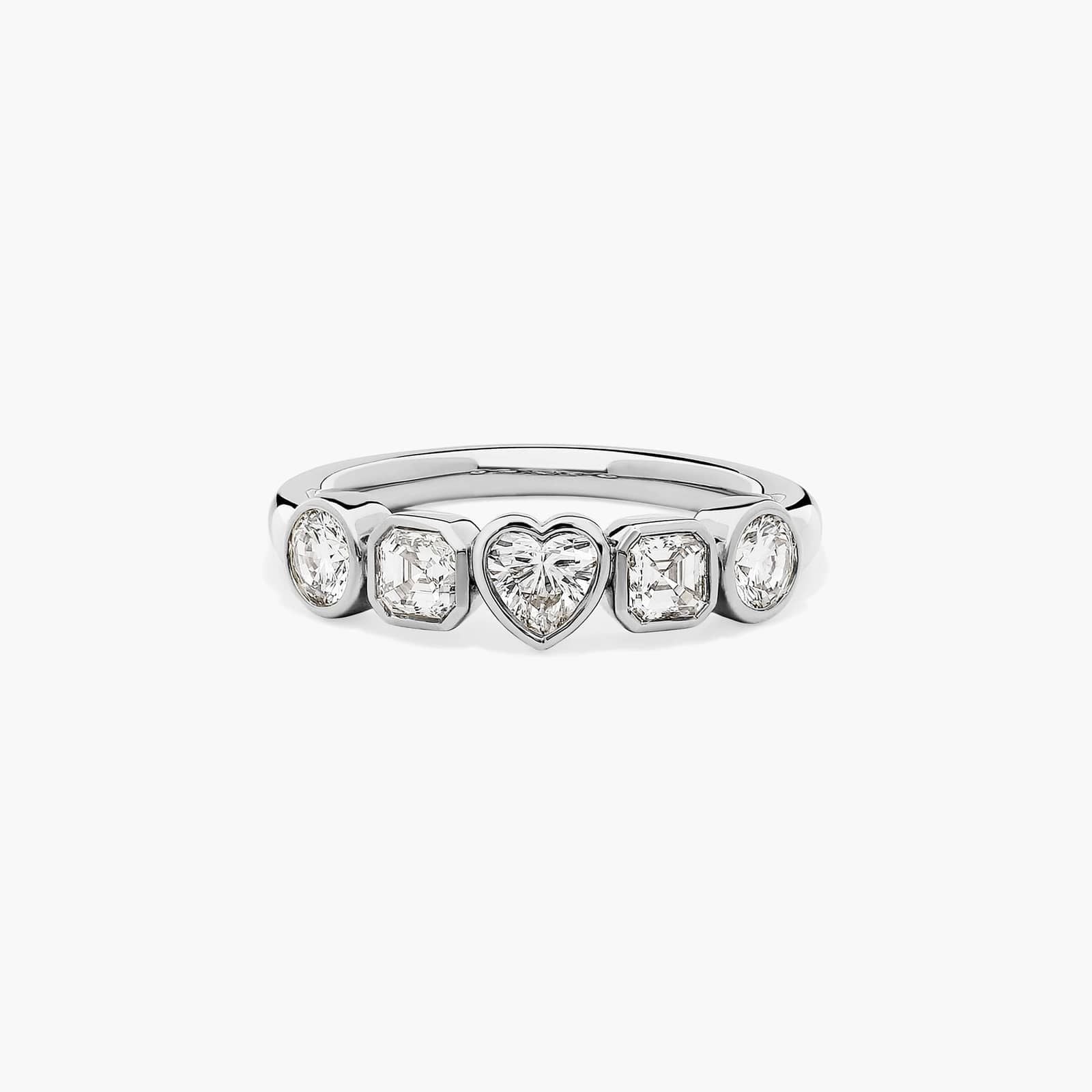 Bezels Lab Grown Round, Asscher, & Heart Diamond Ring