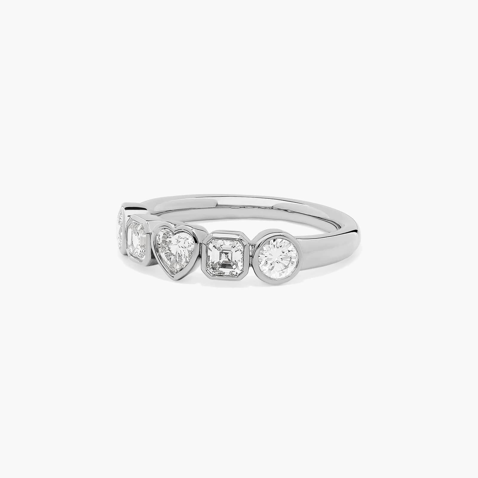 Bezels Lab Grown Round, Asscher, & Heart Diamond Ring