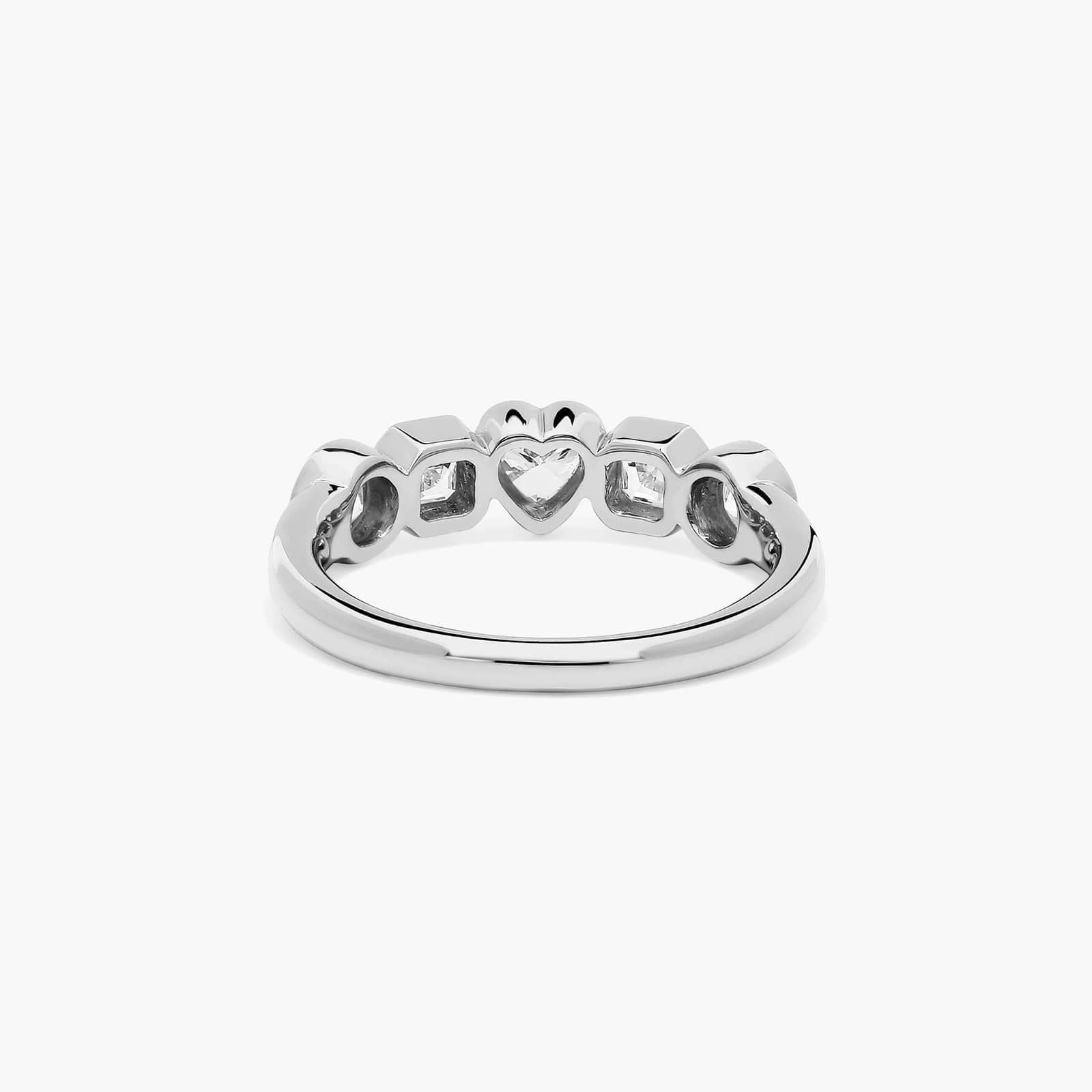 Bezels Lab Grown Round, Asscher, & Heart Diamond Ring