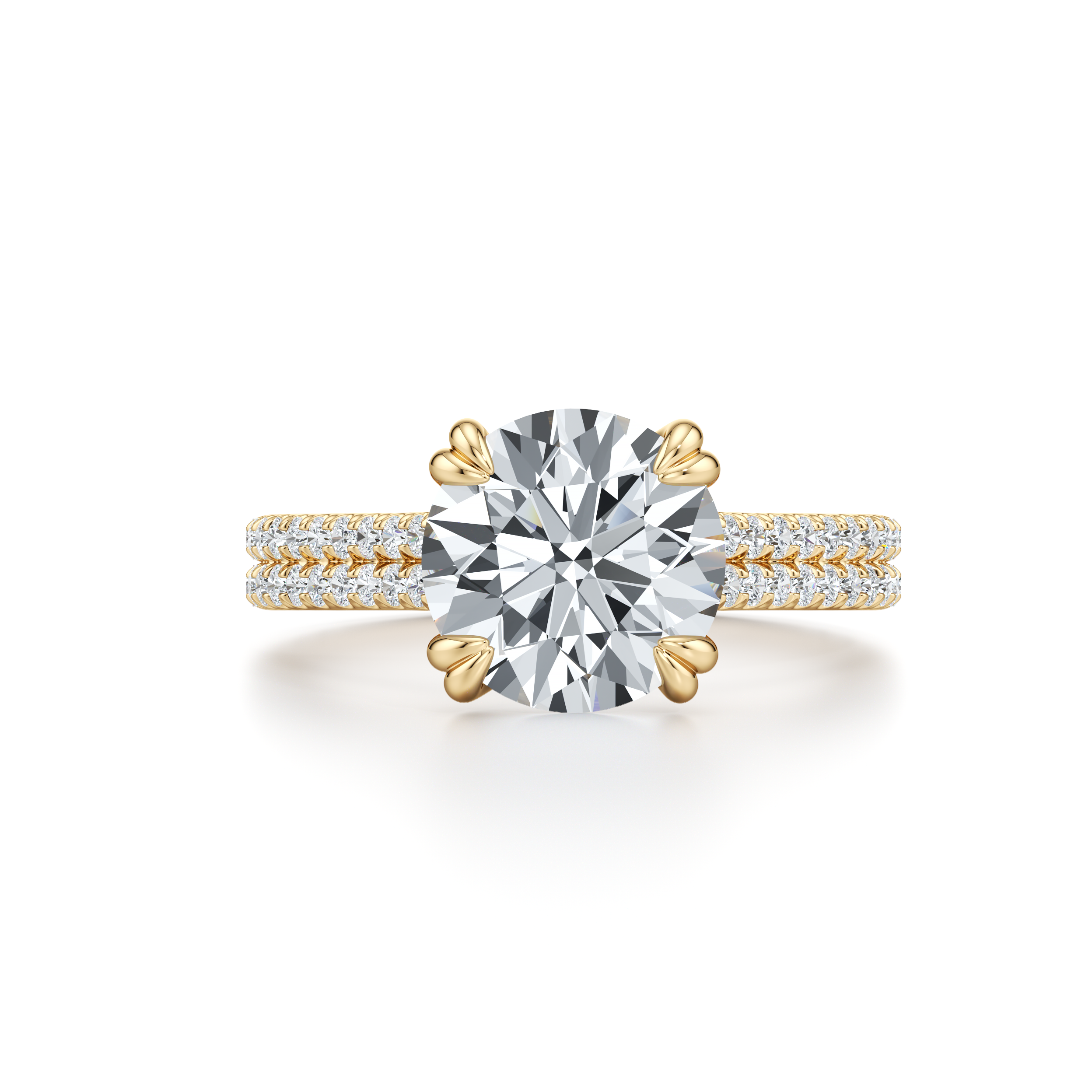 Ellen dual bands Round Solitaire Lab Diamond Engagement Ring