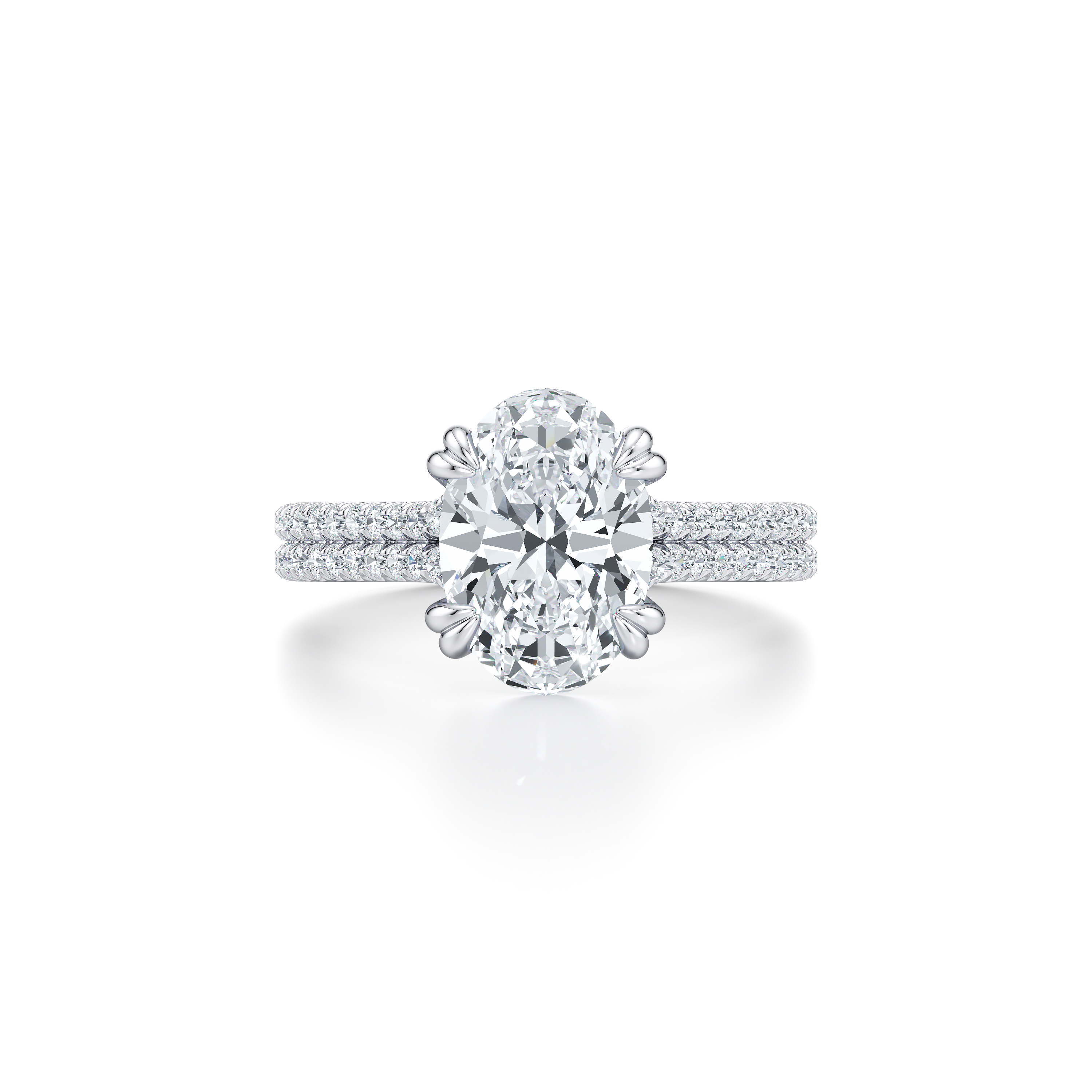 Ellen dual bands Oval Solitaire Lab Diamond Engagement Ring