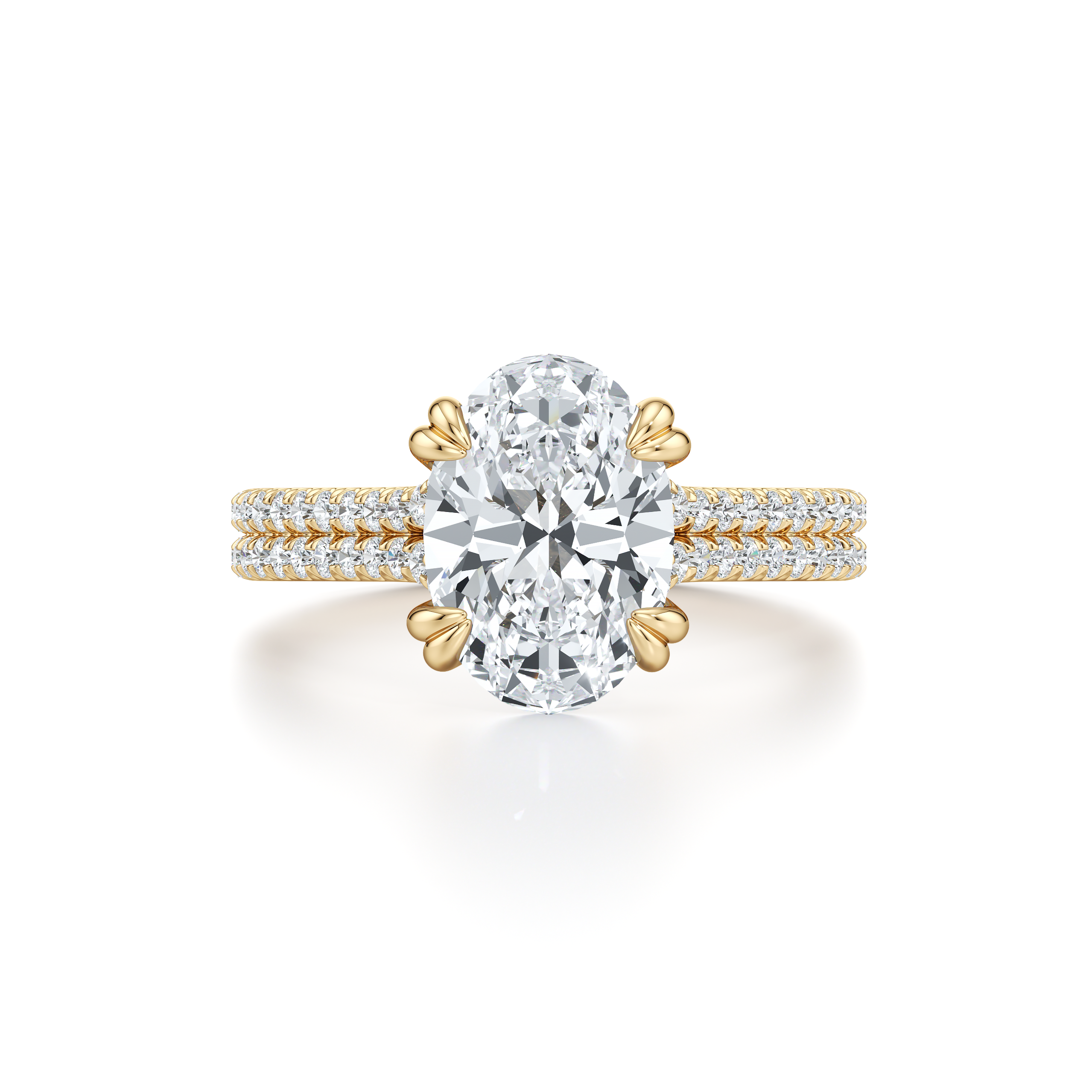 Ellen dual bands Oval Solitaire Lab Diamond Engagement Ring