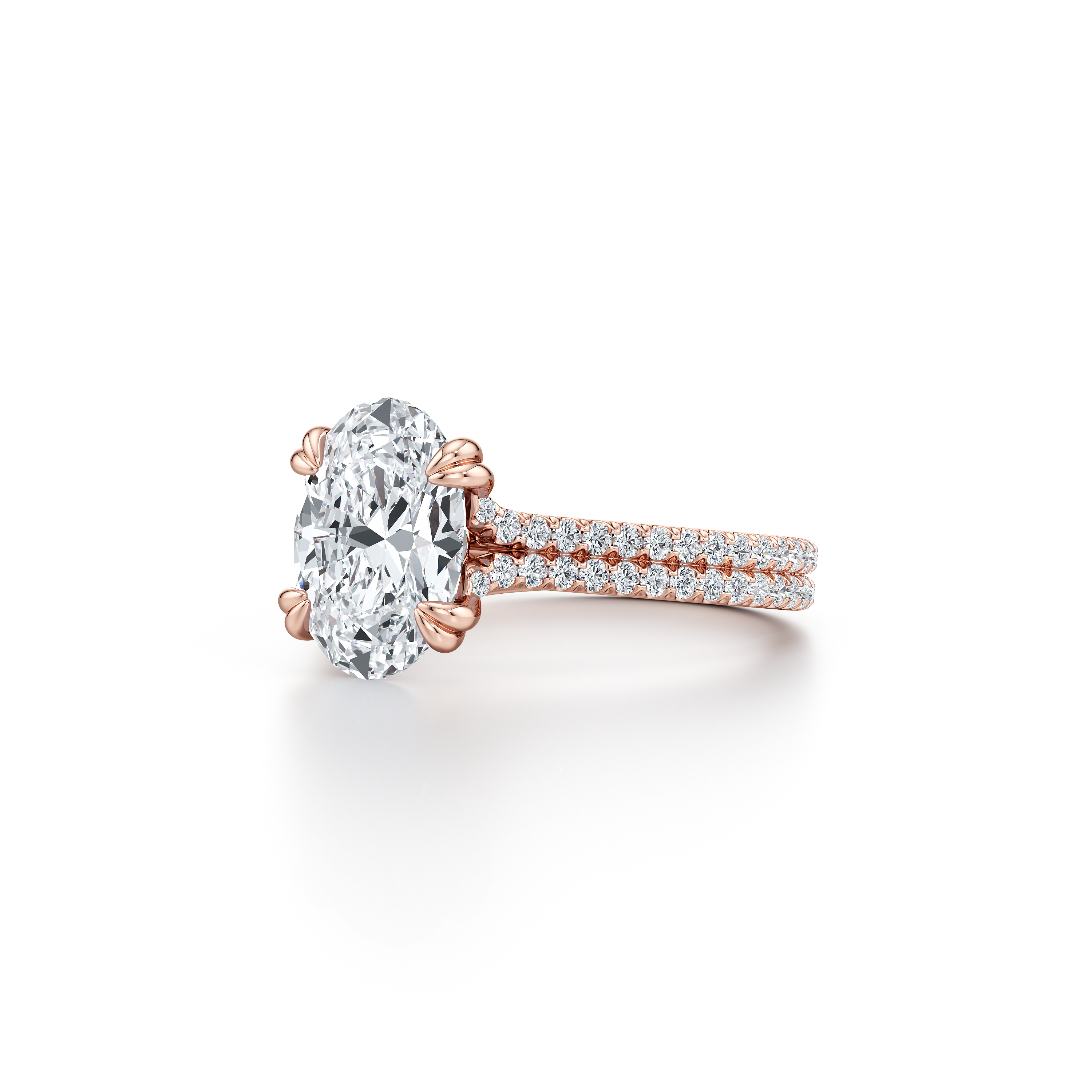 Ellen dual bands Oval Solitaire Lab Diamond Engagement Ring