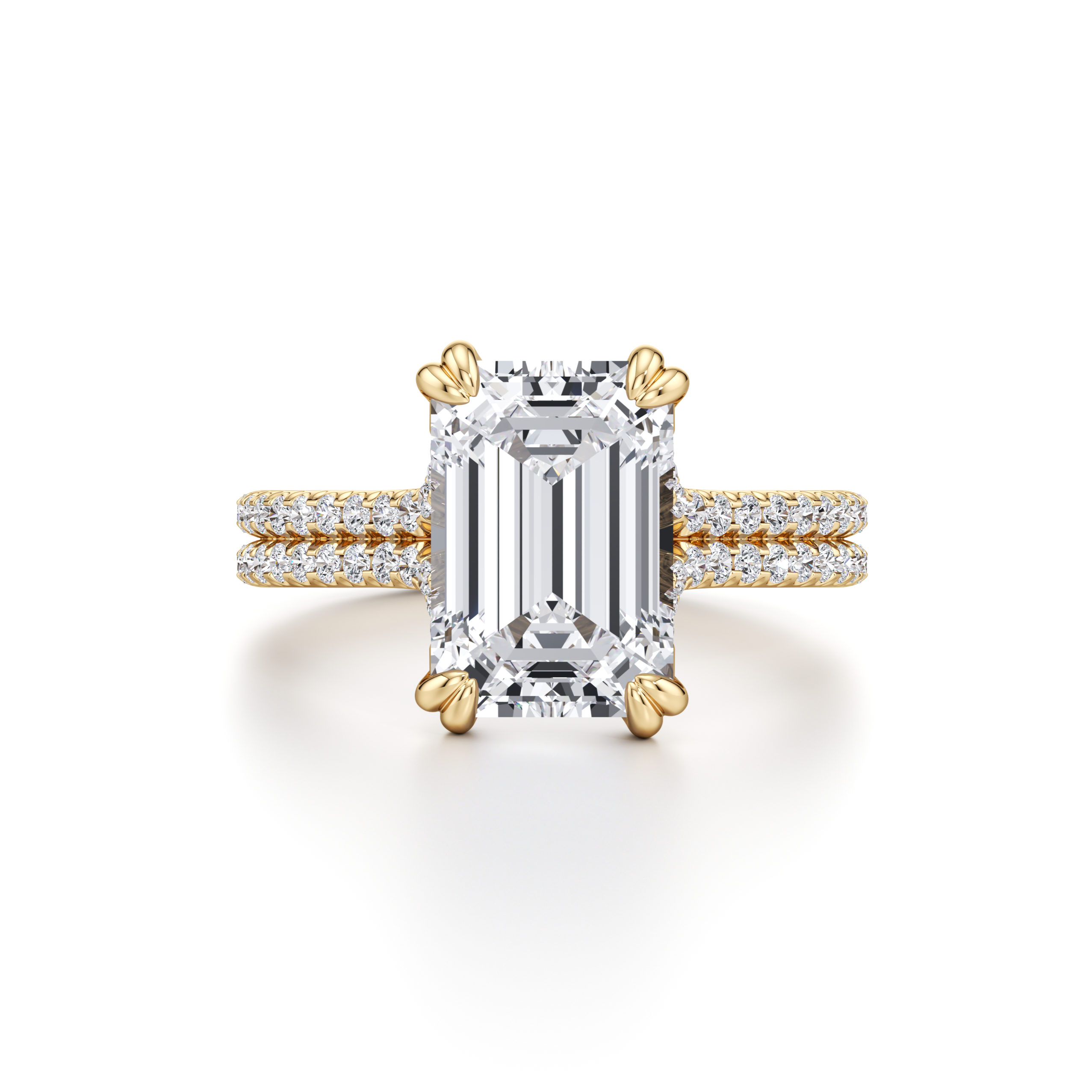 Ellen dual bands Emerald Solitaire Lab Diamond Engagement Ring