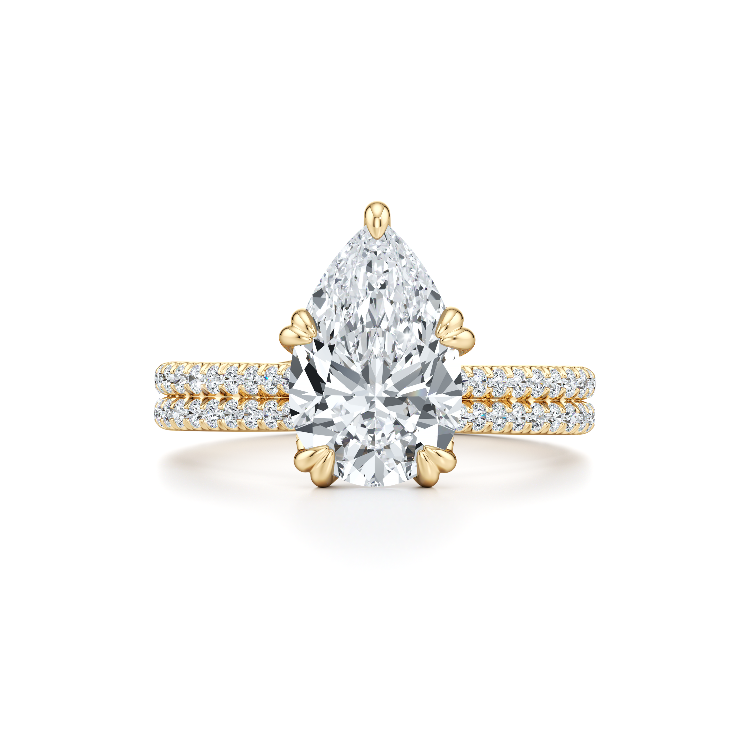 Ellen dual bands Pear Solitaire Lab Diamond Engagement Ring