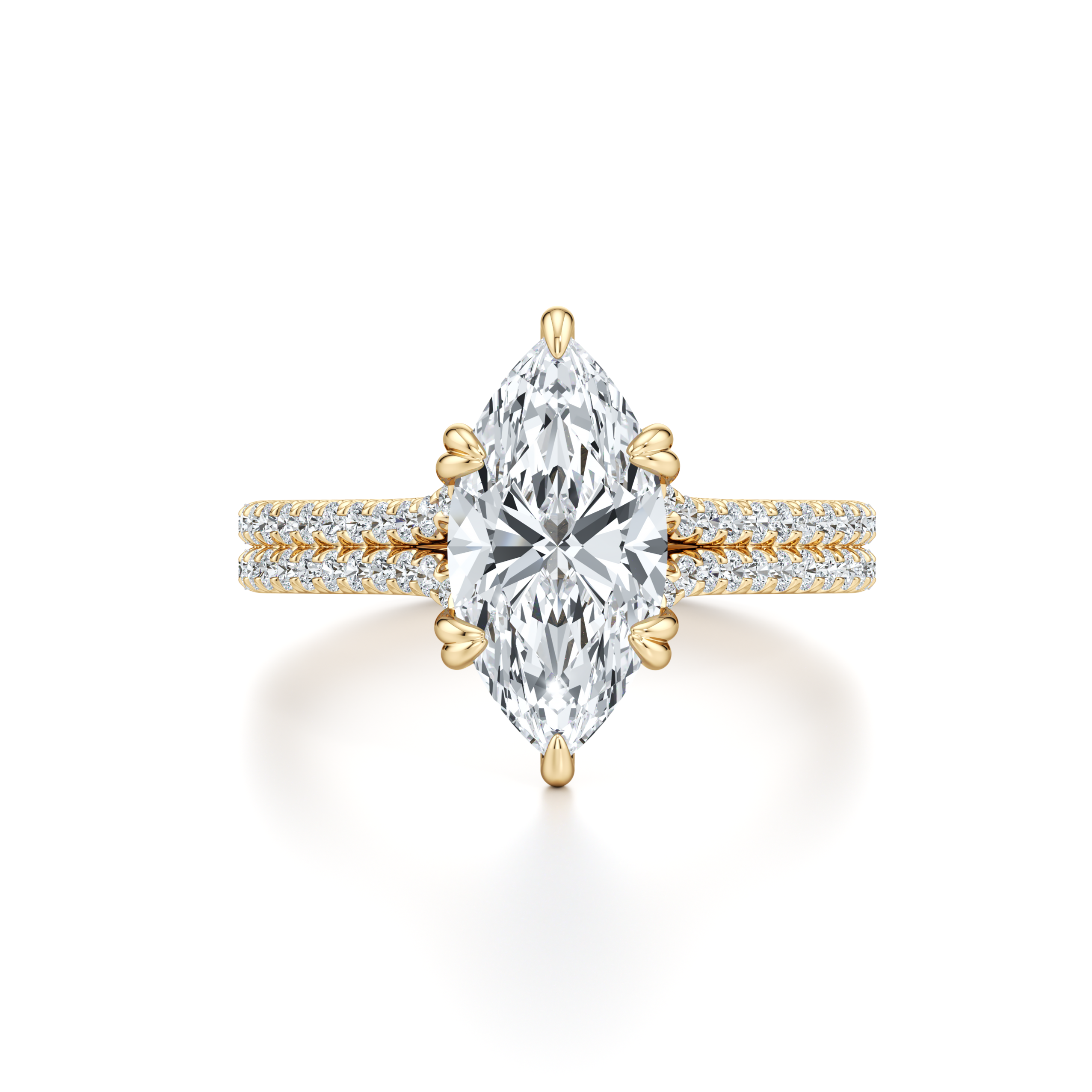 Ellen dual bands Marquise Solitaire Lab Diamond Engagement Ring