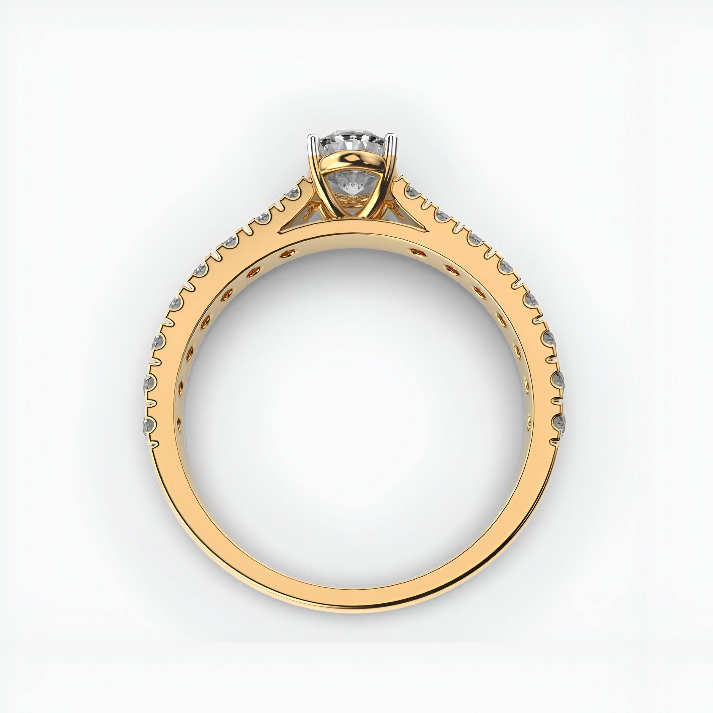 43 Cent Oval Solitaire with Diamond Band Ring