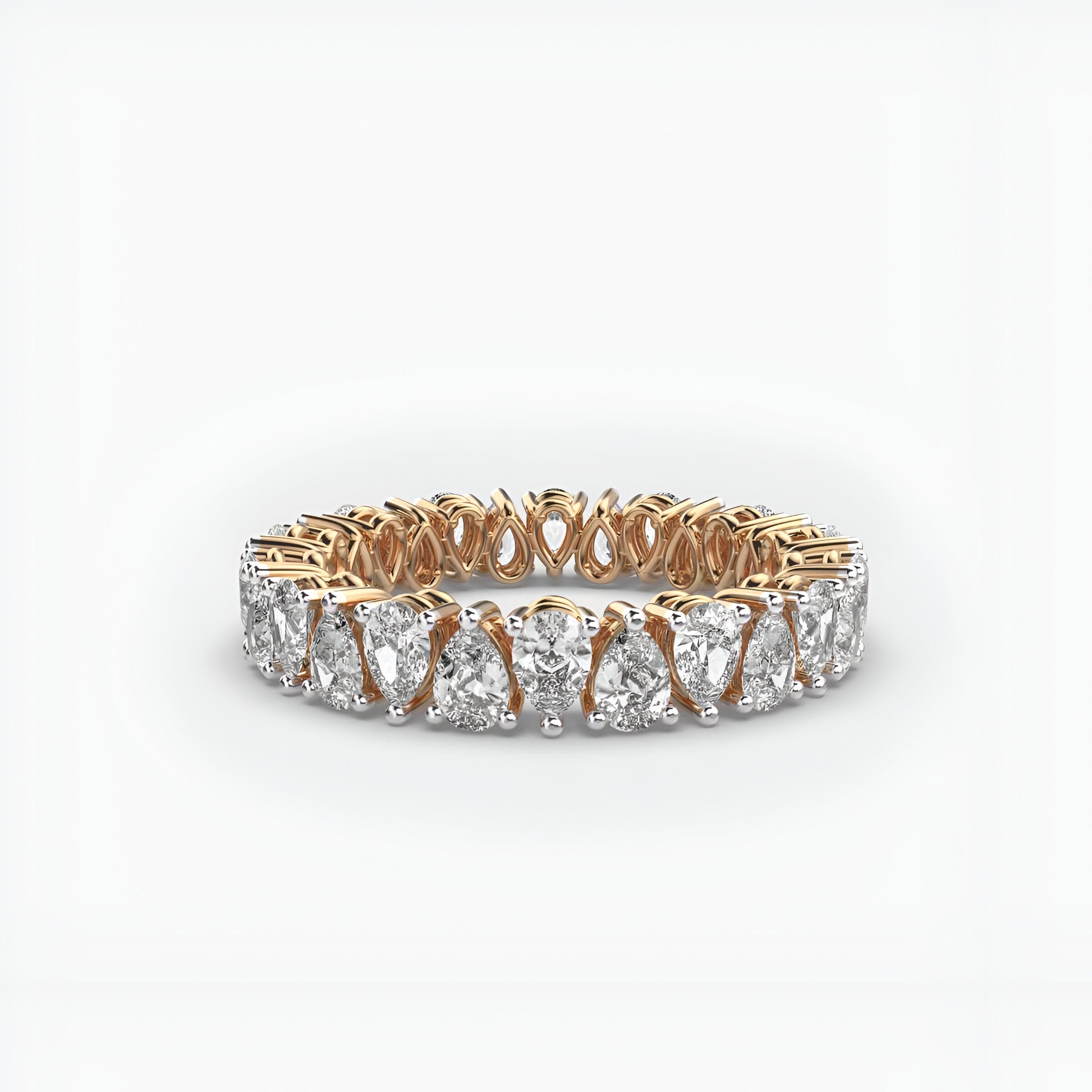 Glistening Beauty Pear Eternity Ring
