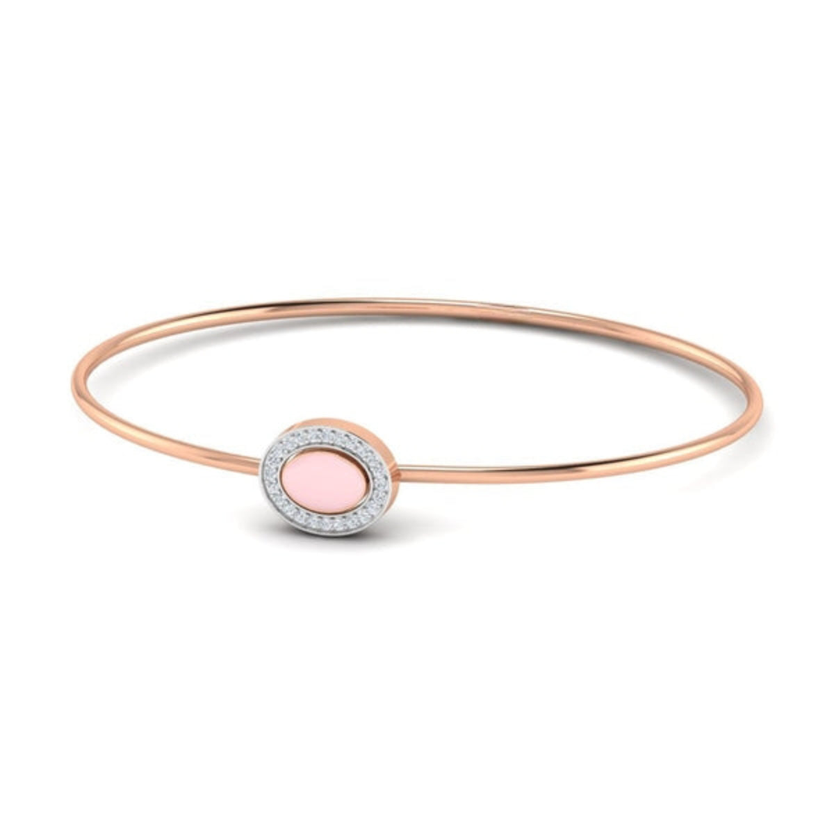 Pink Stone With Diamond Halo Bracelet