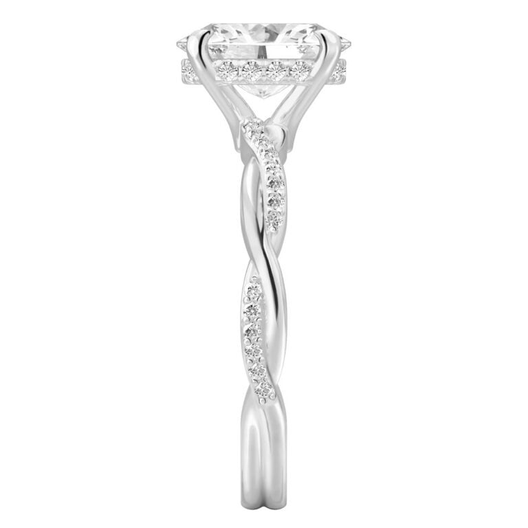 Twisted Love 1 Ct Hidden Pave Band & Halo Engagement Ring
