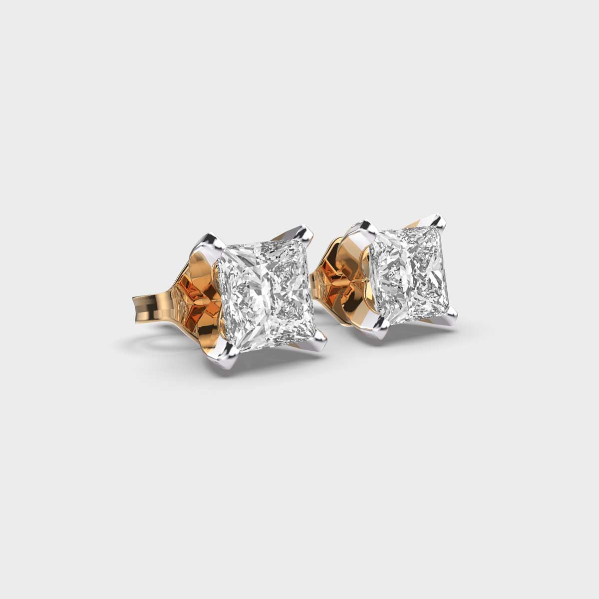 14k Gold Diamond Bar Stud Earrings