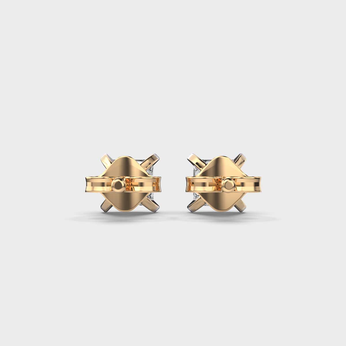 14k Gold Diamond Bar Stud Earrings