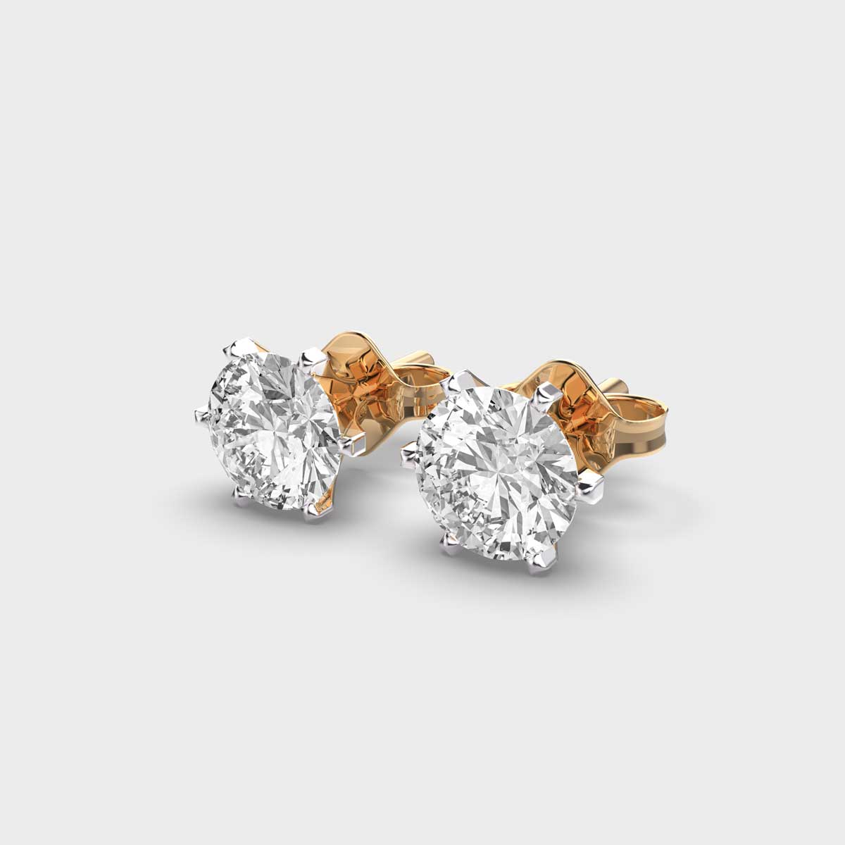 14k Prong Setting Round Diamond Studs