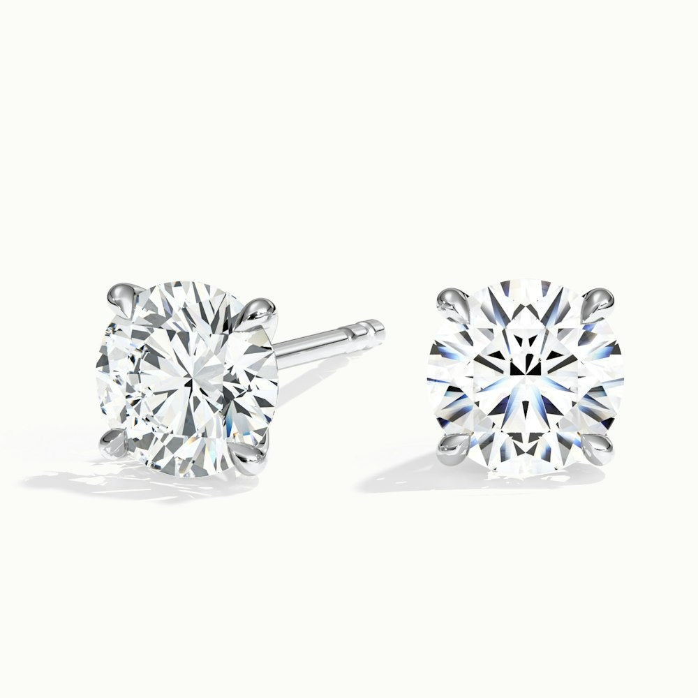 14k Gold Round Cut Round Stud Earrings