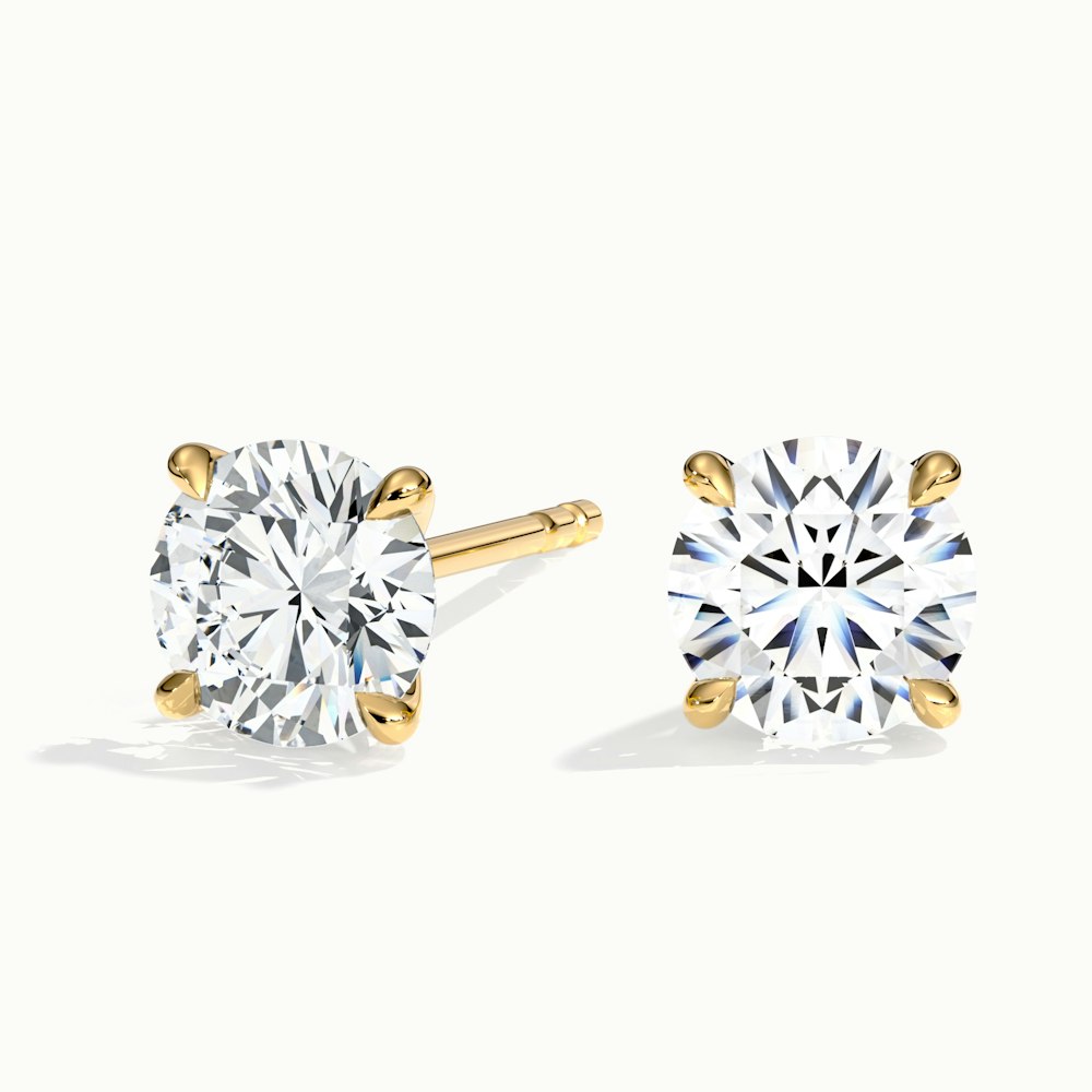 14k Gold Round Cut Round Stud Earrings
