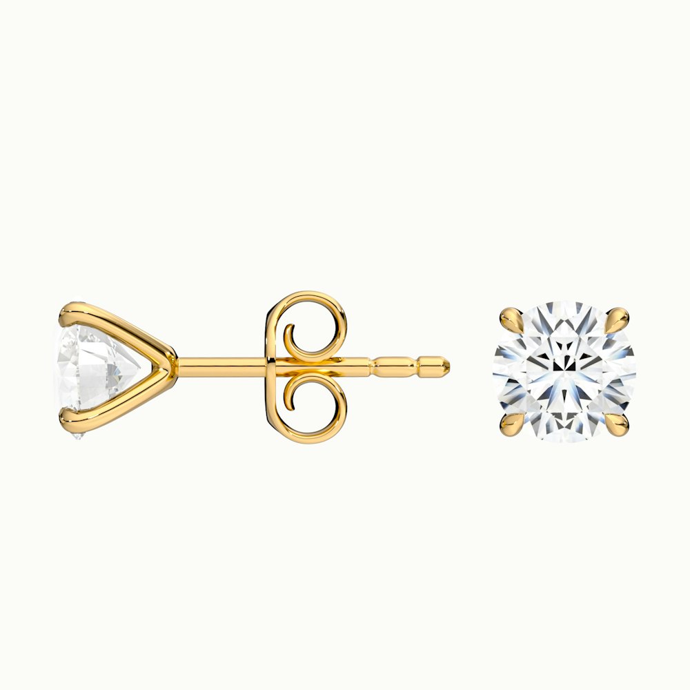 14k Gold Round Cut Round Stud Earrings