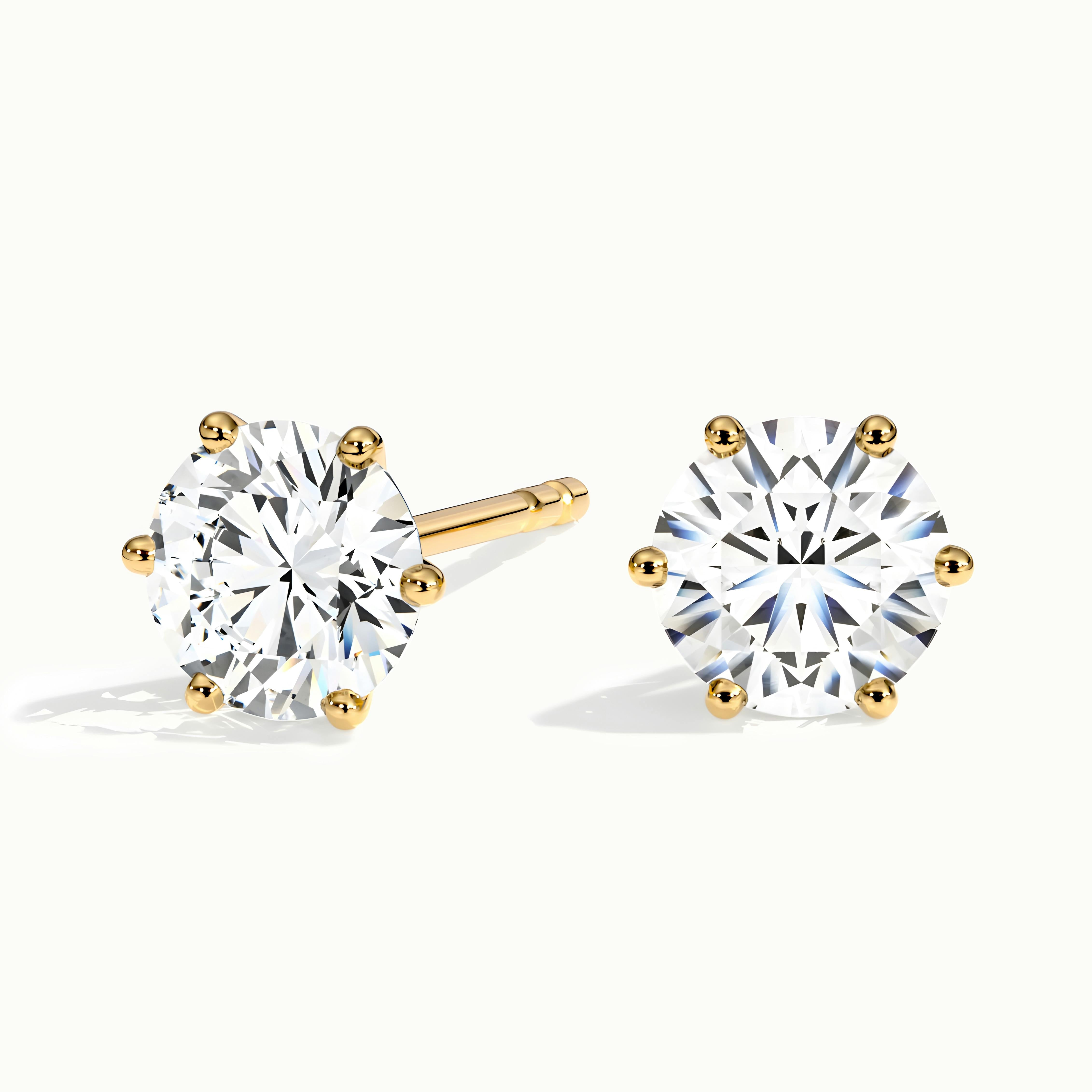 14k Gold Tiny Diamond Star Studs