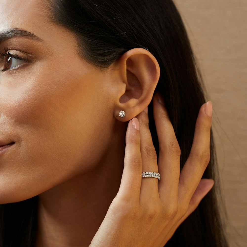 14k Gold Tiny Diamond Star Studs
