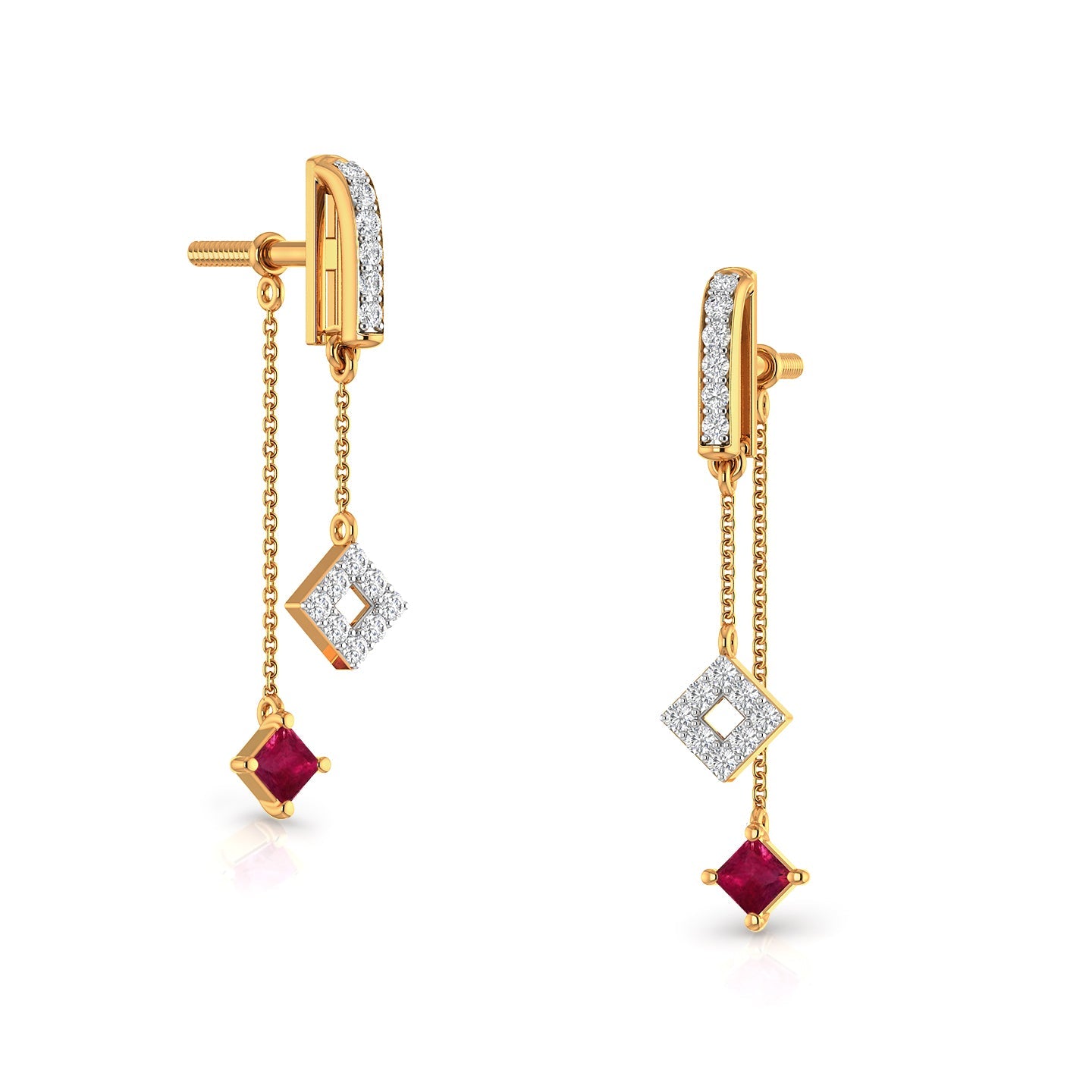 Golden SQUARE drop Diamond Danglers